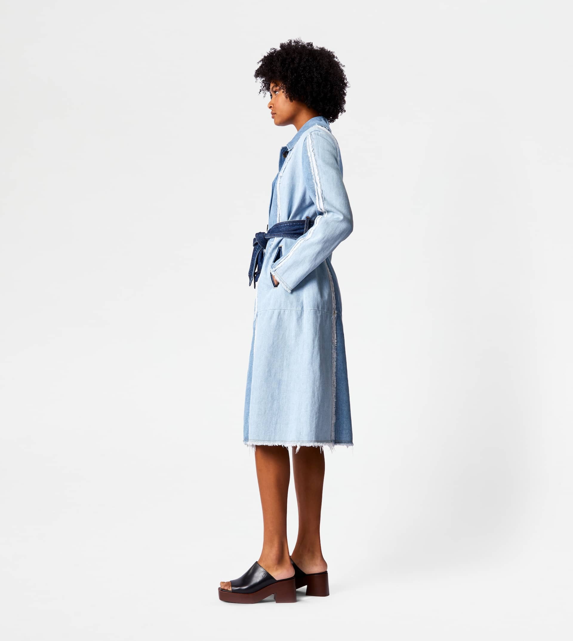 TRENCH COAT IN DENIM - BLUE, LIGHT BLUE - 4