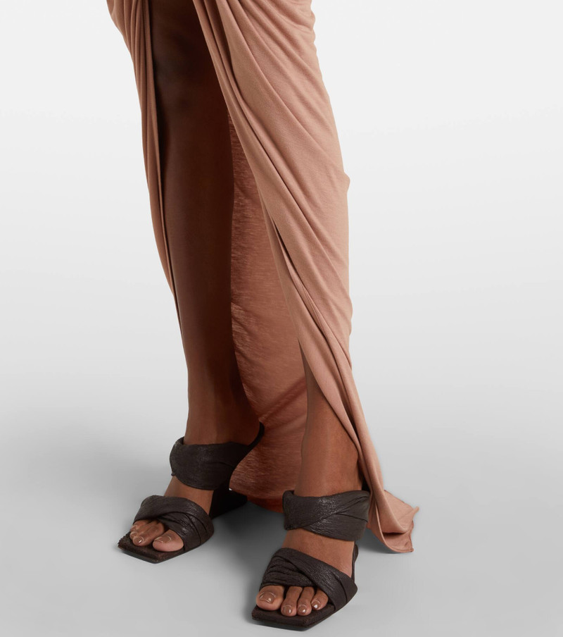 Asymmetric gathered jersey maxi skirt 5