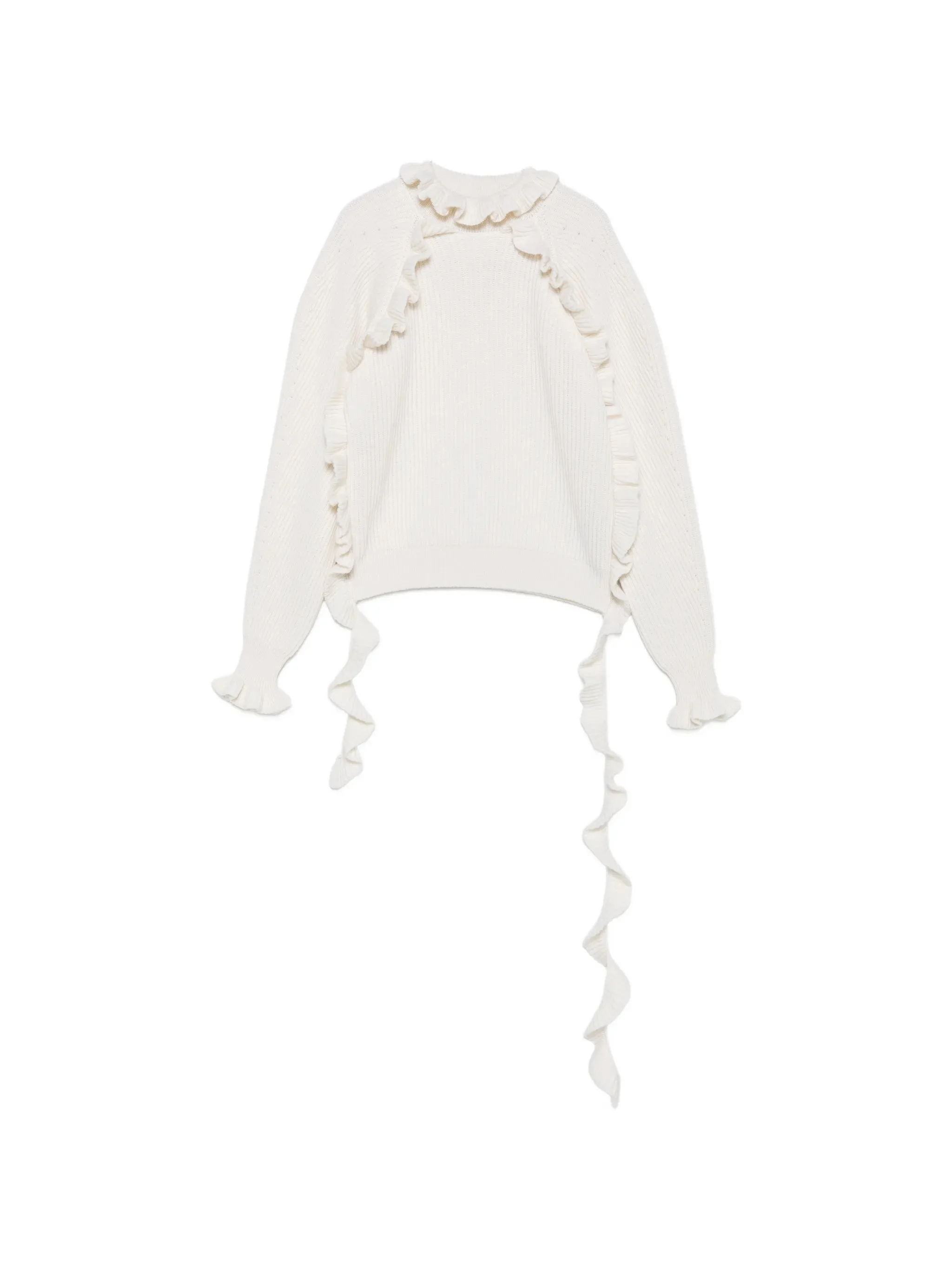 Blumarine Ruffled Ribbed-knit Sweater - 1