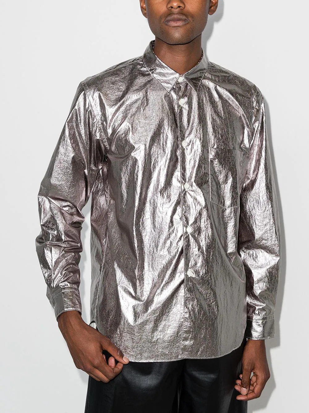 metallic-effect long-sleeve shirt - 2