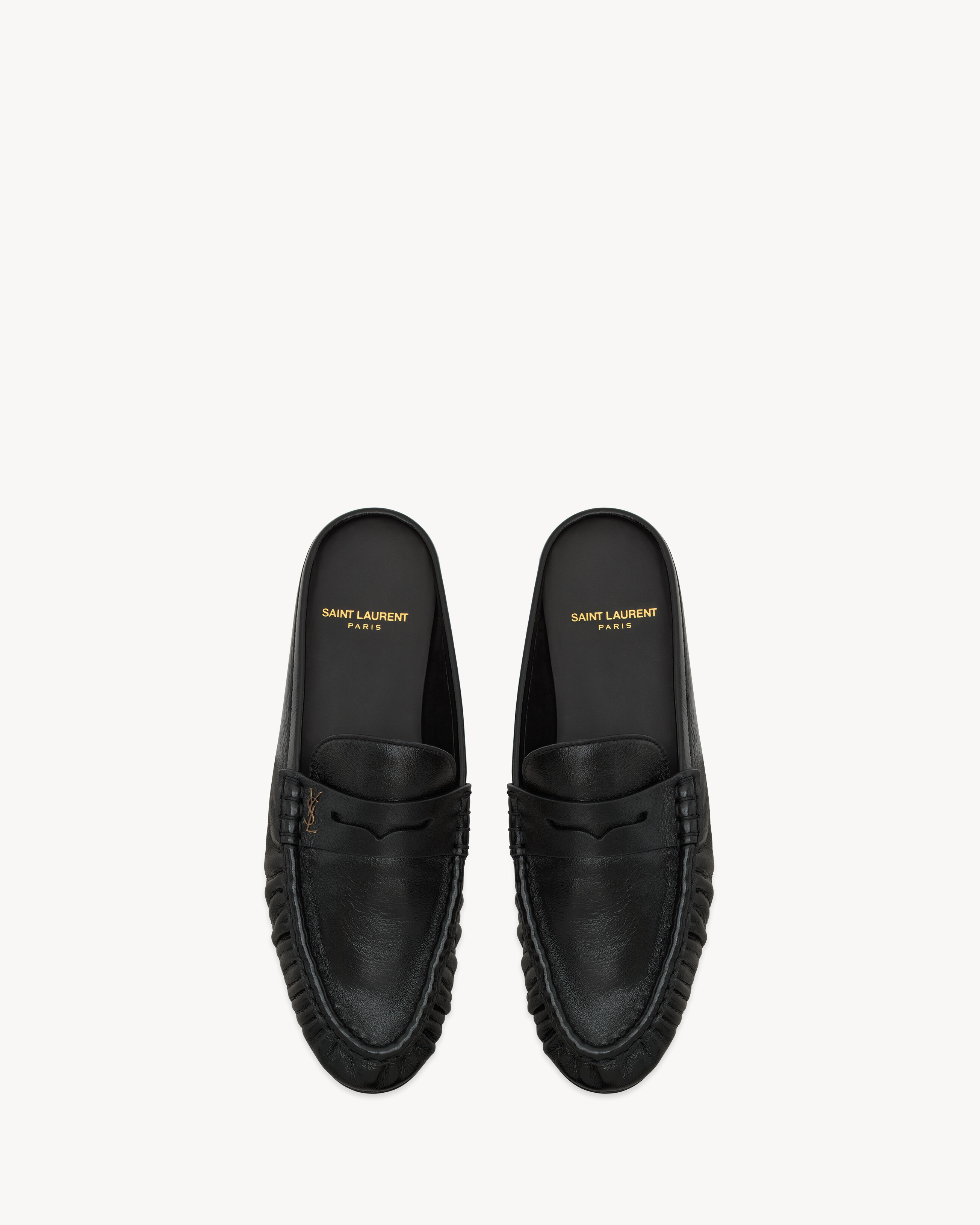 LE LOAFER MULES IN SHINY CREASED LEATHER - 3