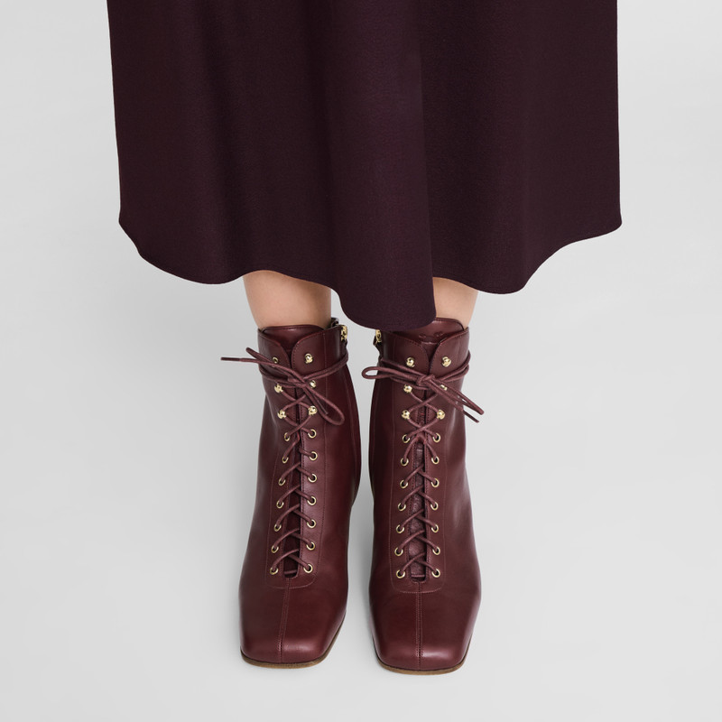 Longchamp La Patineuse High heel low boots Burgundy - Leather outlook
