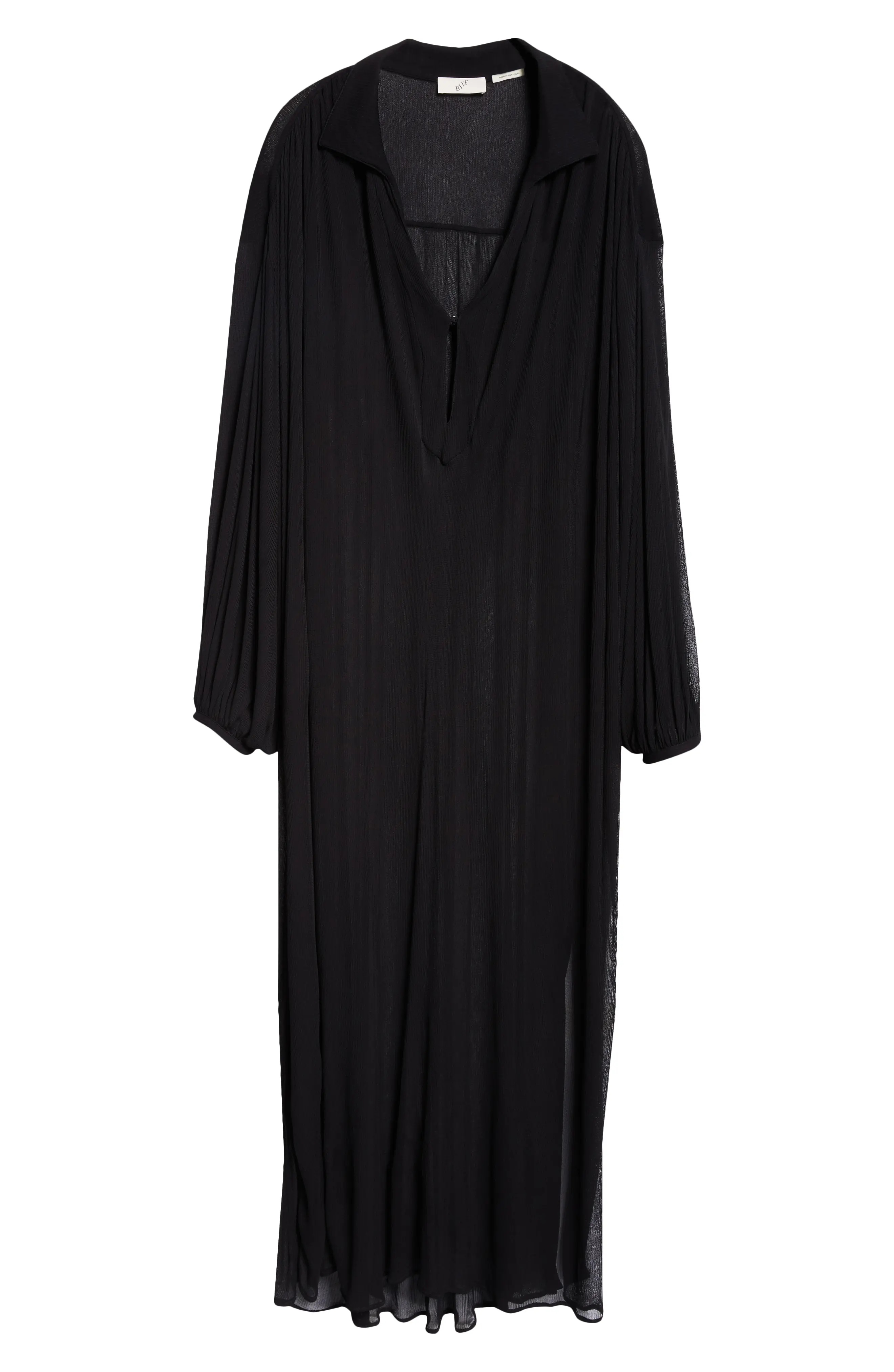 Sheer Long Sleeve Tunic Maxi Dress - 5