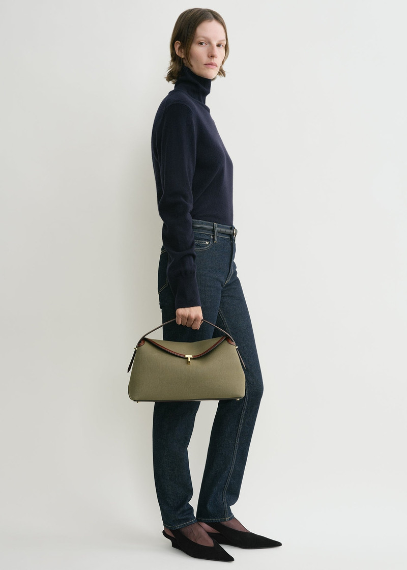 Totême T-Lock canvas top handle khaki green outlook