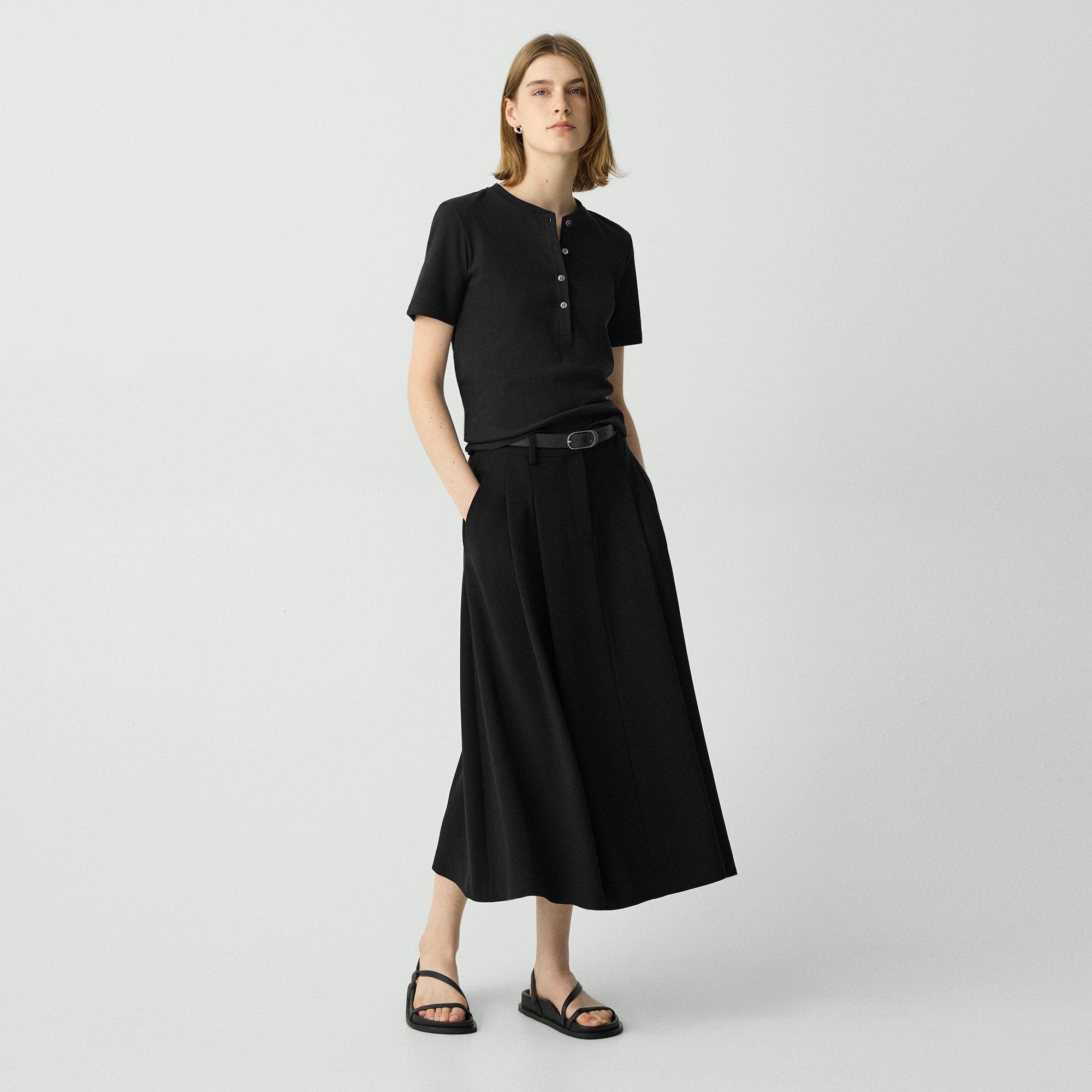 Pleated A-Line Skirt in Admiral Crepe - 3