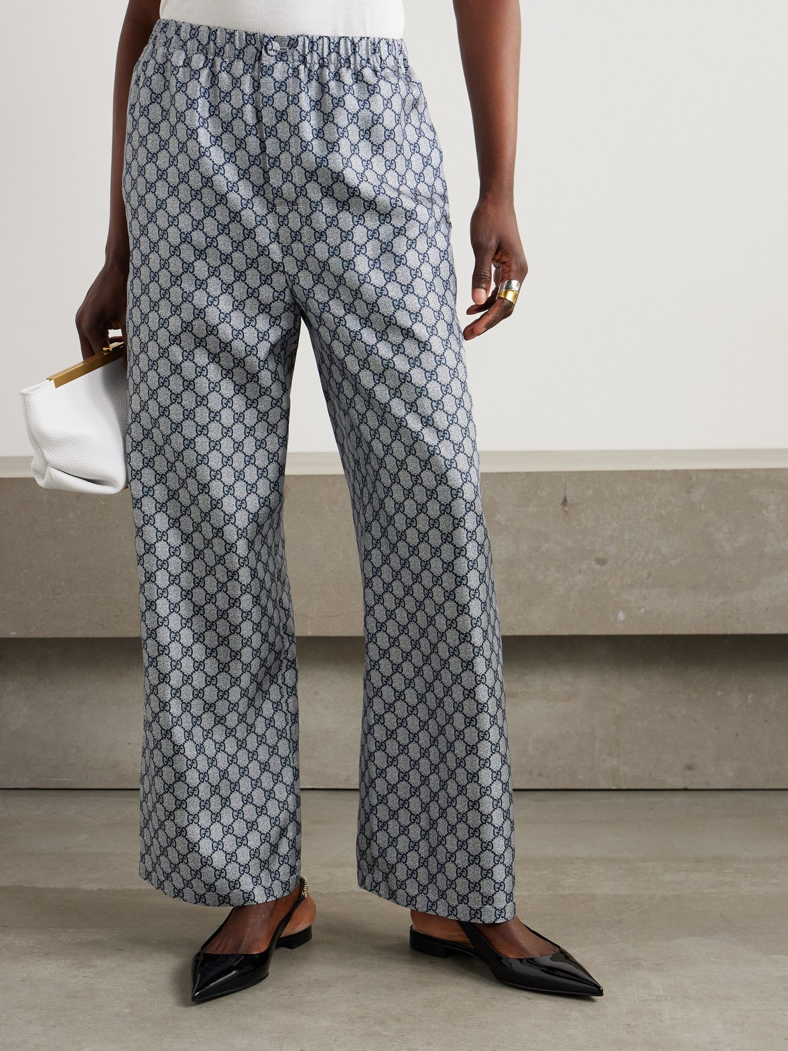 GG Supreme printed silk-twill pajama pants Blue - 3