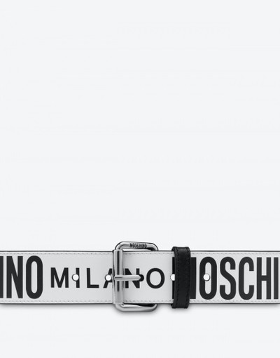 Moschino LEATHER BELT WITH ALL OVER LOGO outlook