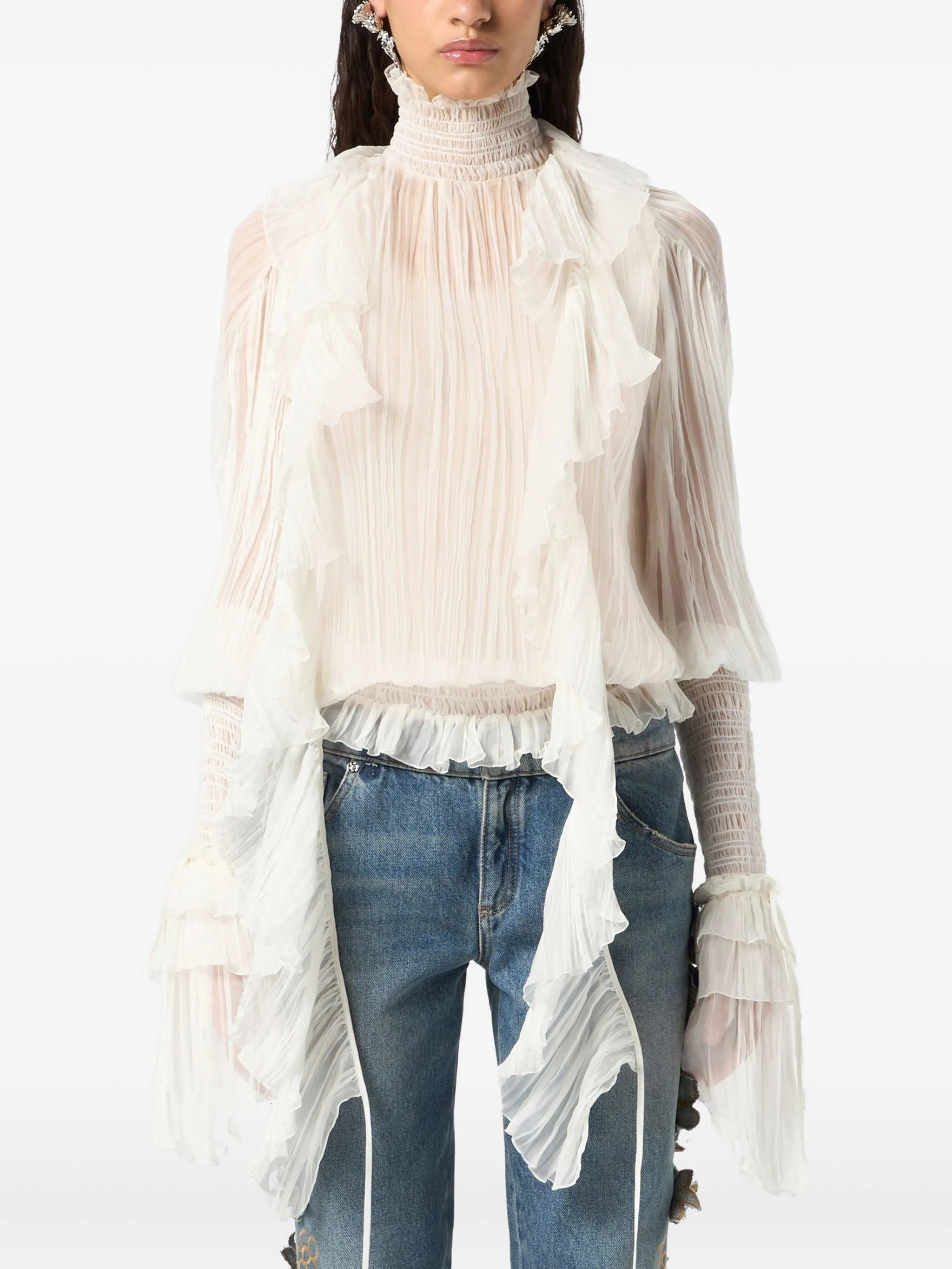 Blumarine Pleated Ruffle Top - 3