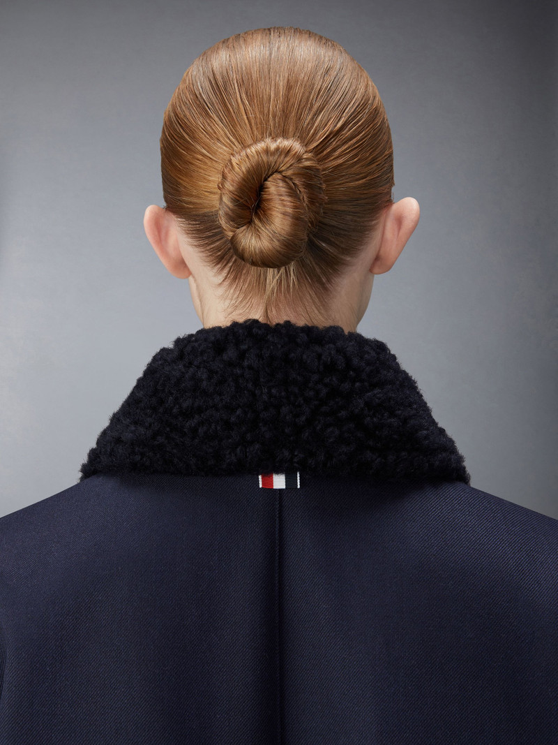 Double Face Wool Twill Detachable Shearing Collar Patchwork Bal Collar Raincoat 7