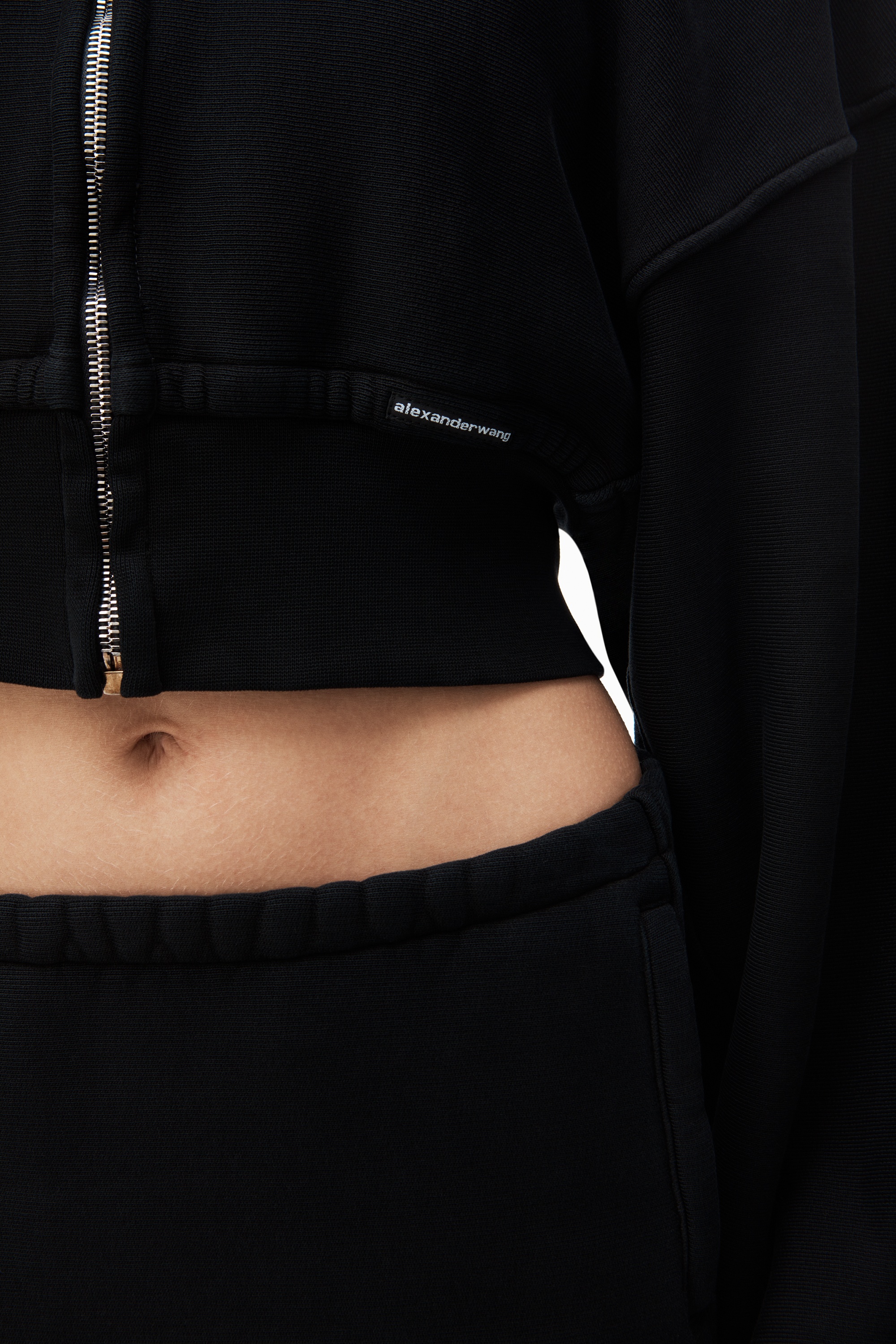 cropped zip up hoodie in classic terry - 3