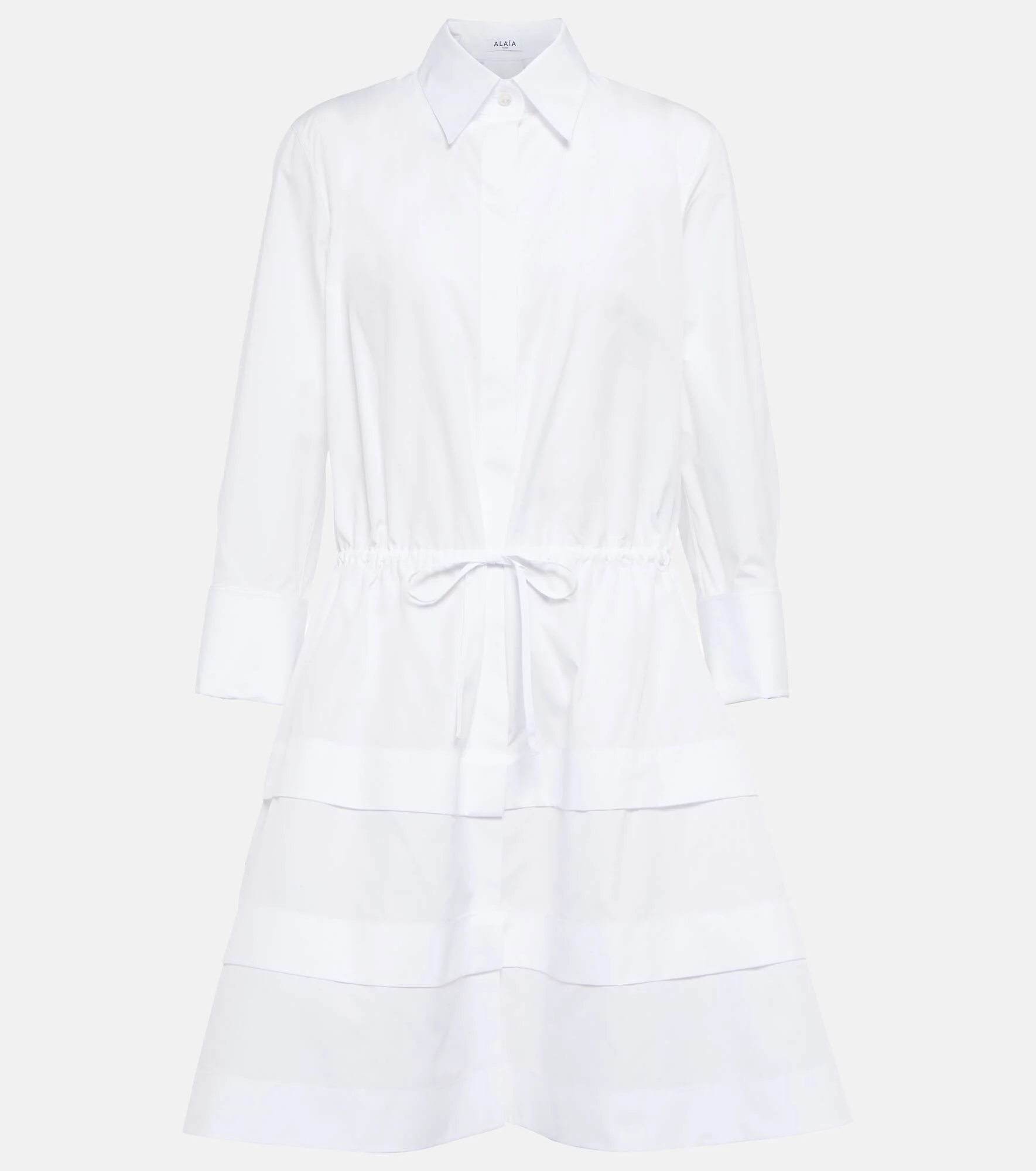 Tiered cutout cotton poplin shirt dress - 1