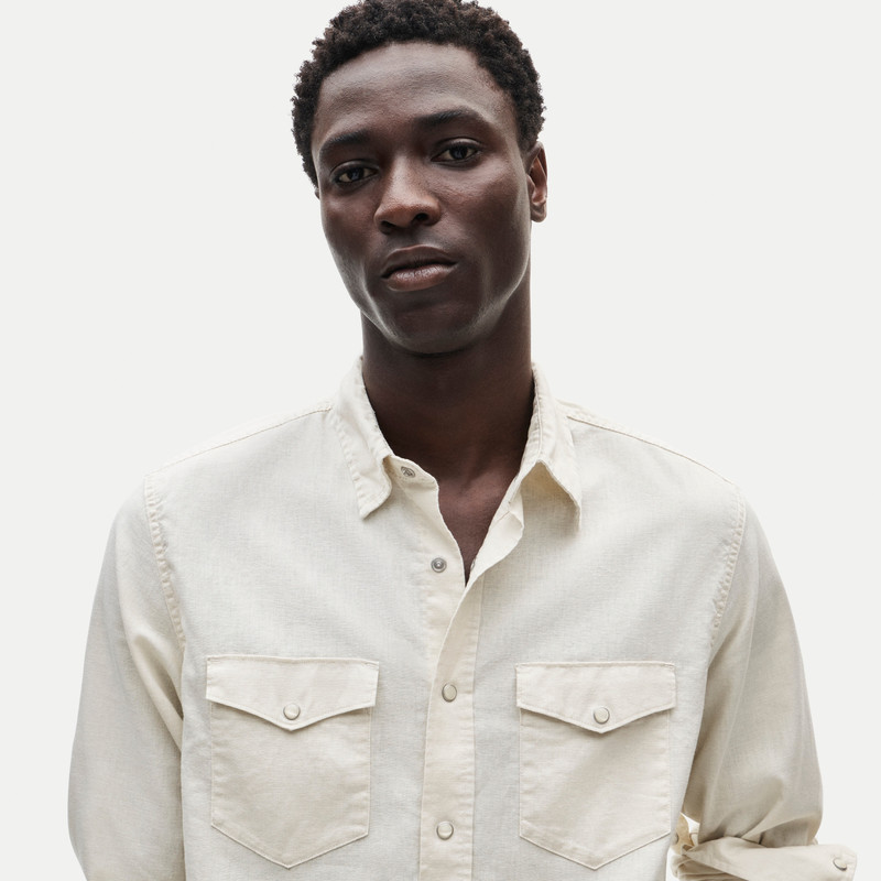 Western chambray shirt in linen-cotton blend 3
