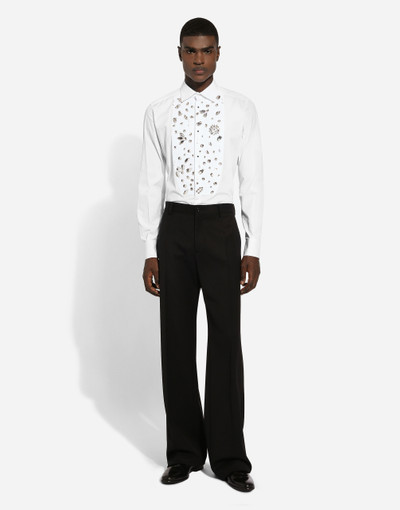 Dolce & Gabbana Gold-fit tuxedo shirt with rhinestone embroidery outlook