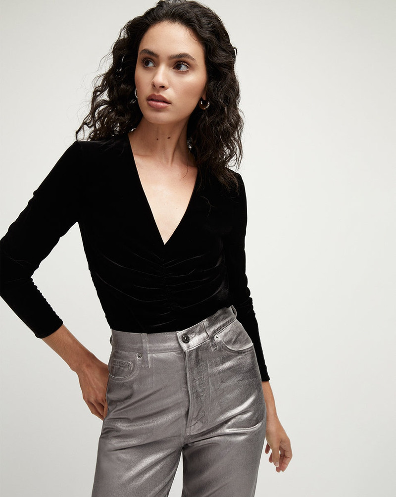 VERONICA BEARD PELONA STRETCH-VELVET TOP outlook
