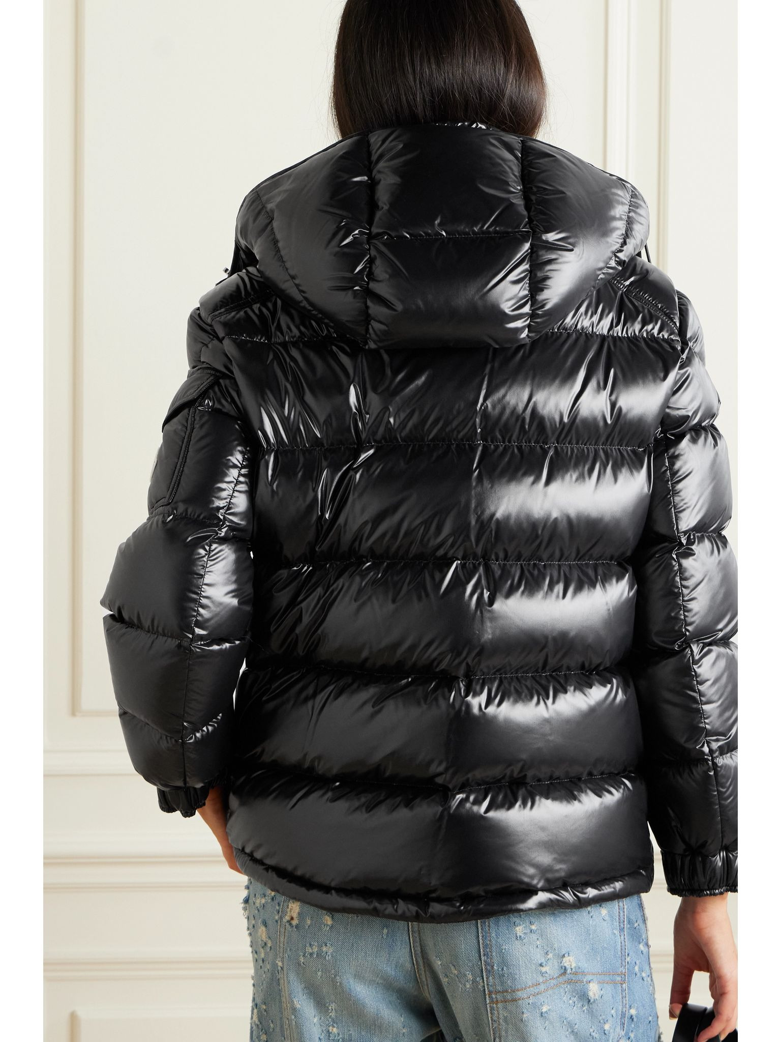 Maire hooded quilted glossed-shell down jacket Black - 4