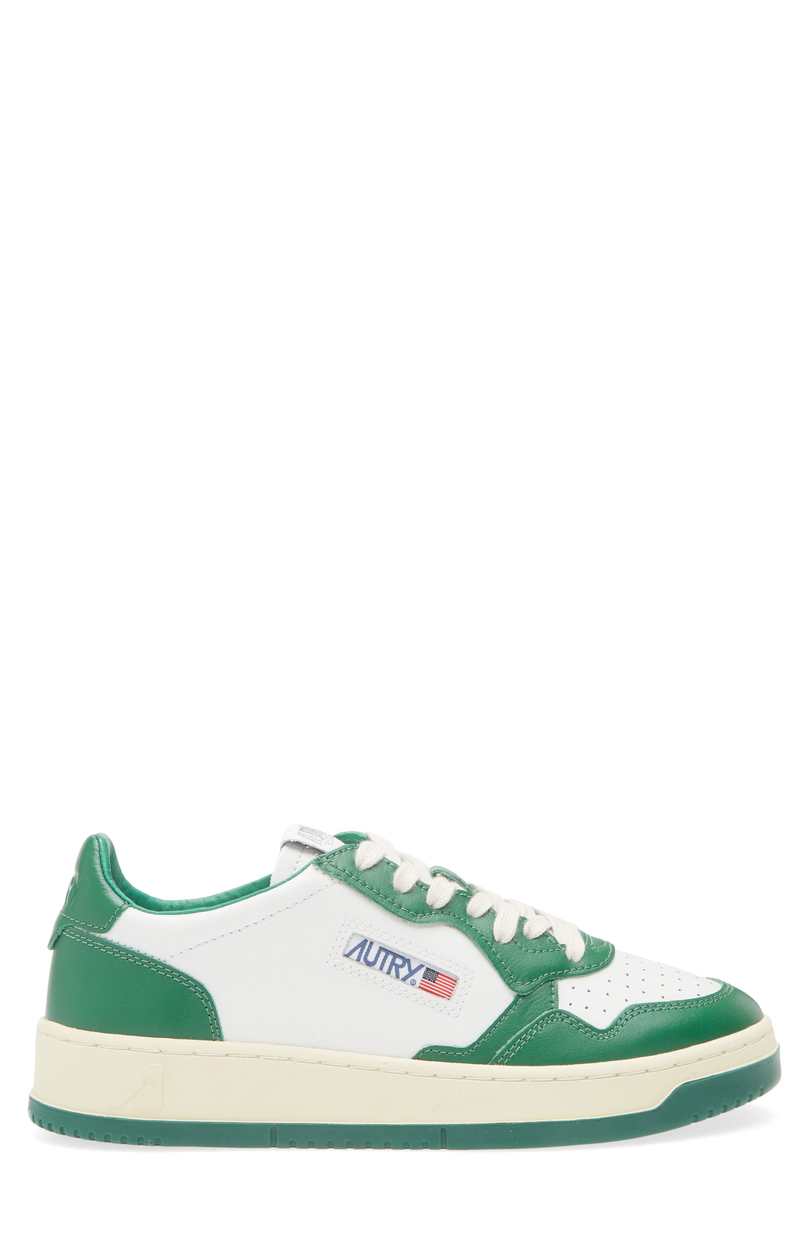AUTRY Medalist Low Sneaker in Leat/Leat Wht/Green at Nordstrom - 3