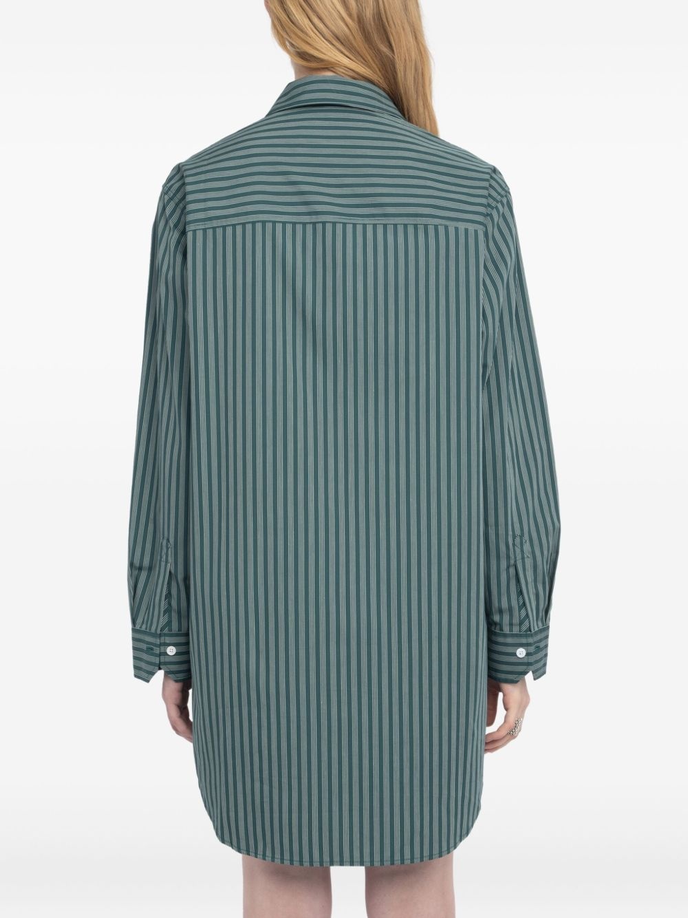 Rorning striped long-sleeve shirt mini dress - 7