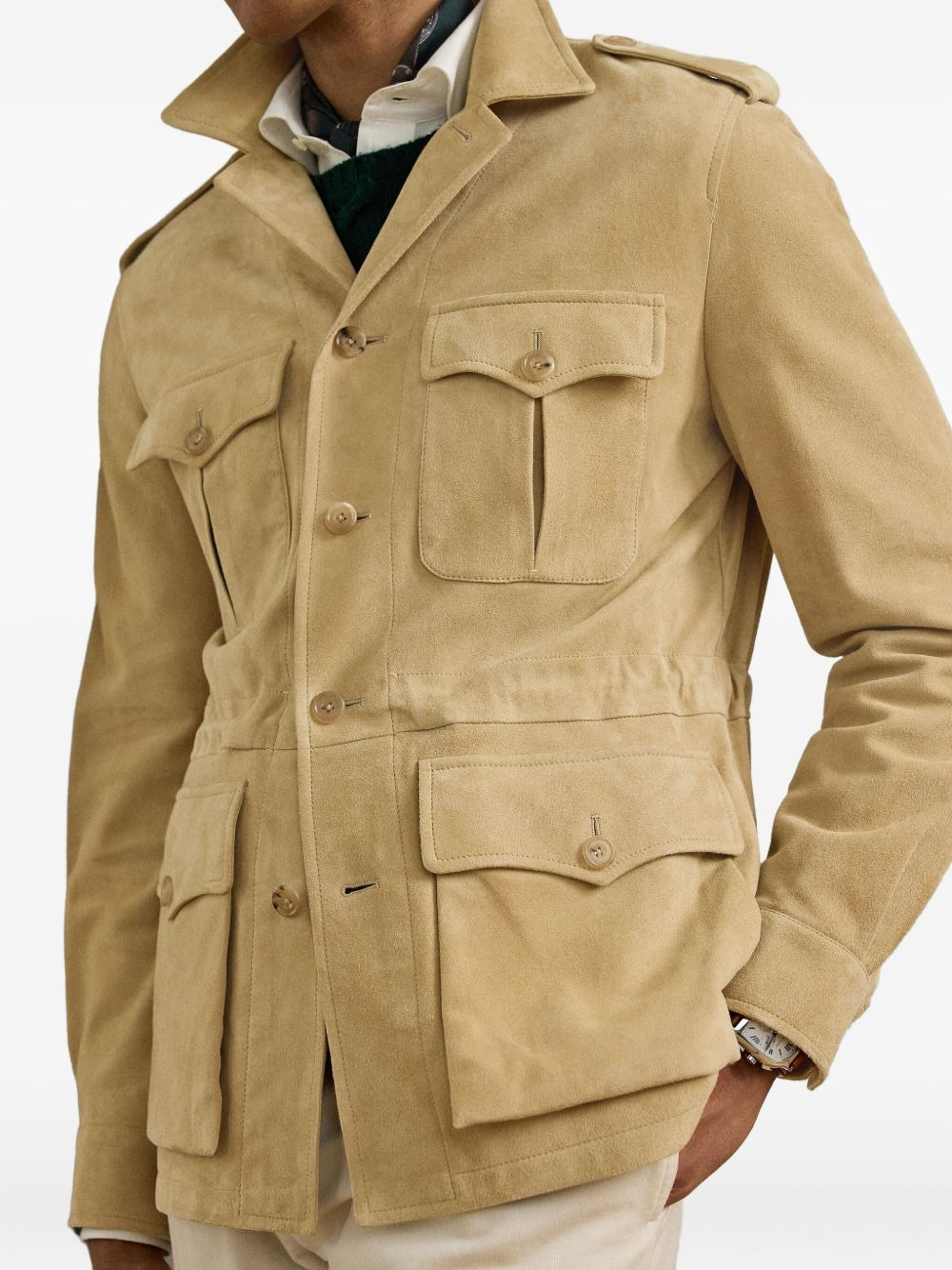 military-style suede jacket - 5