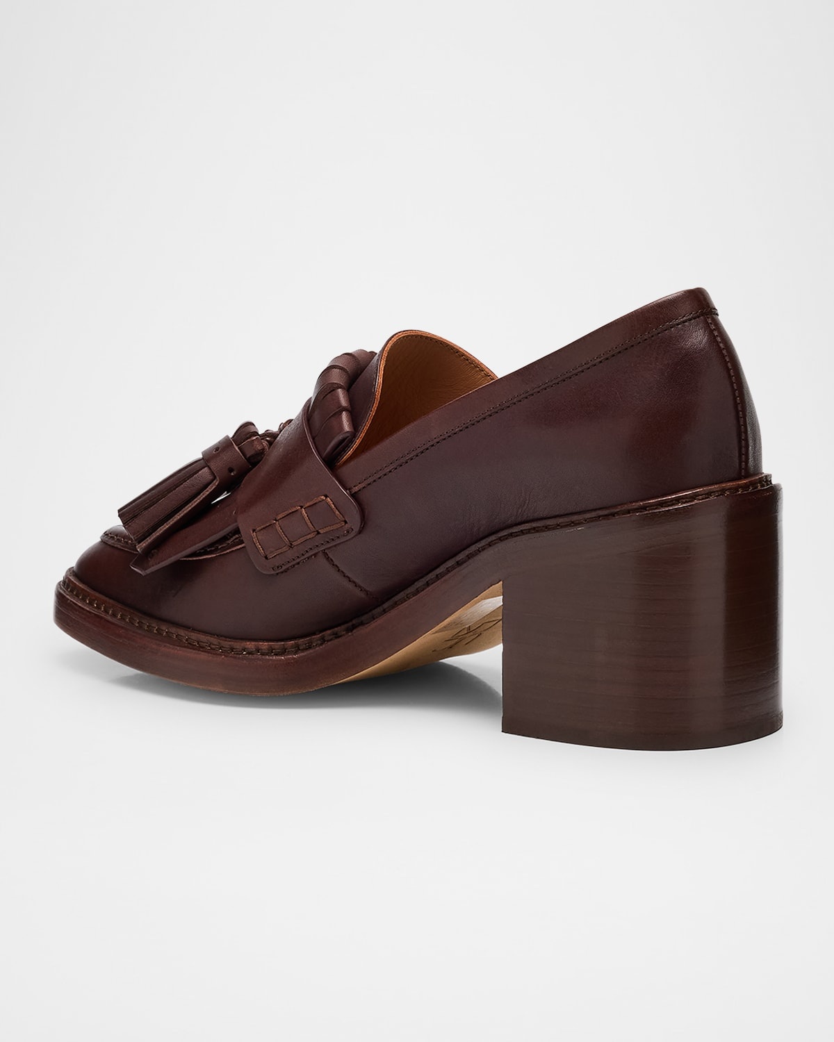 Fiona Leather Tassel Heeled Loafers - 4