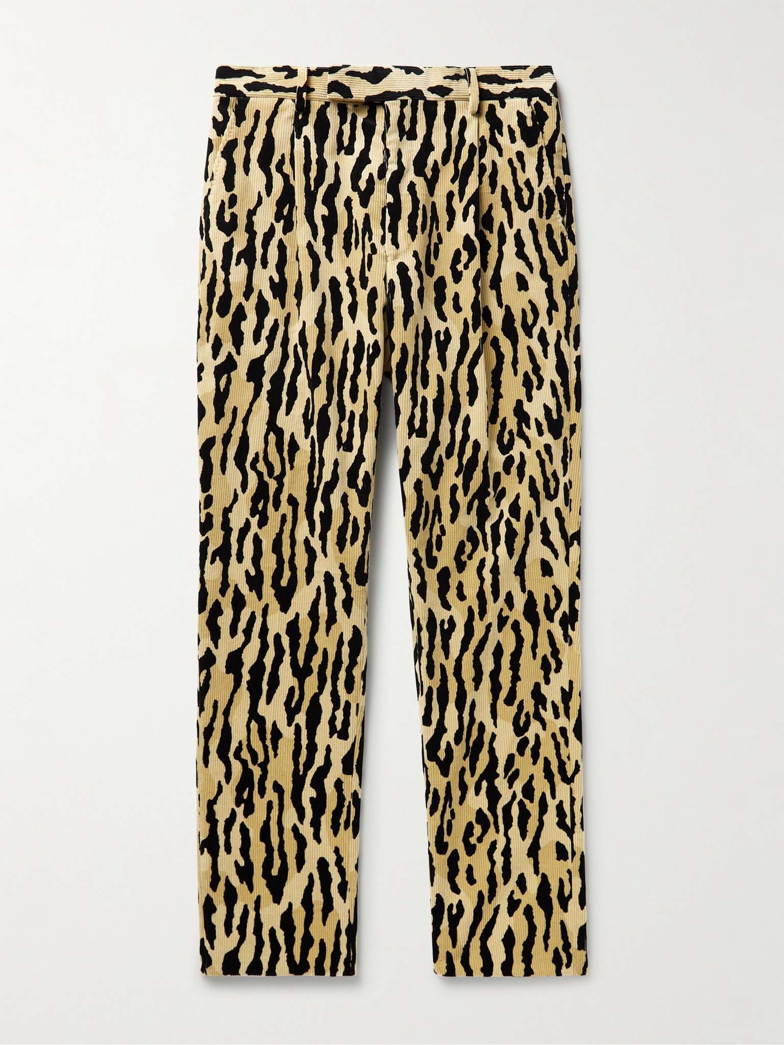 Tapered Pleated Leopard-Print Cotton-Corduroy Suit Trousers - 1