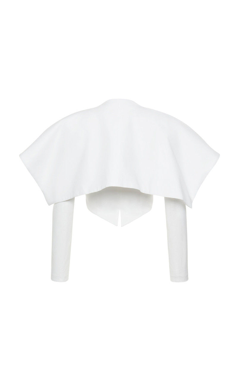 Collared Stretch-Poplin Cropped Blazer white 5