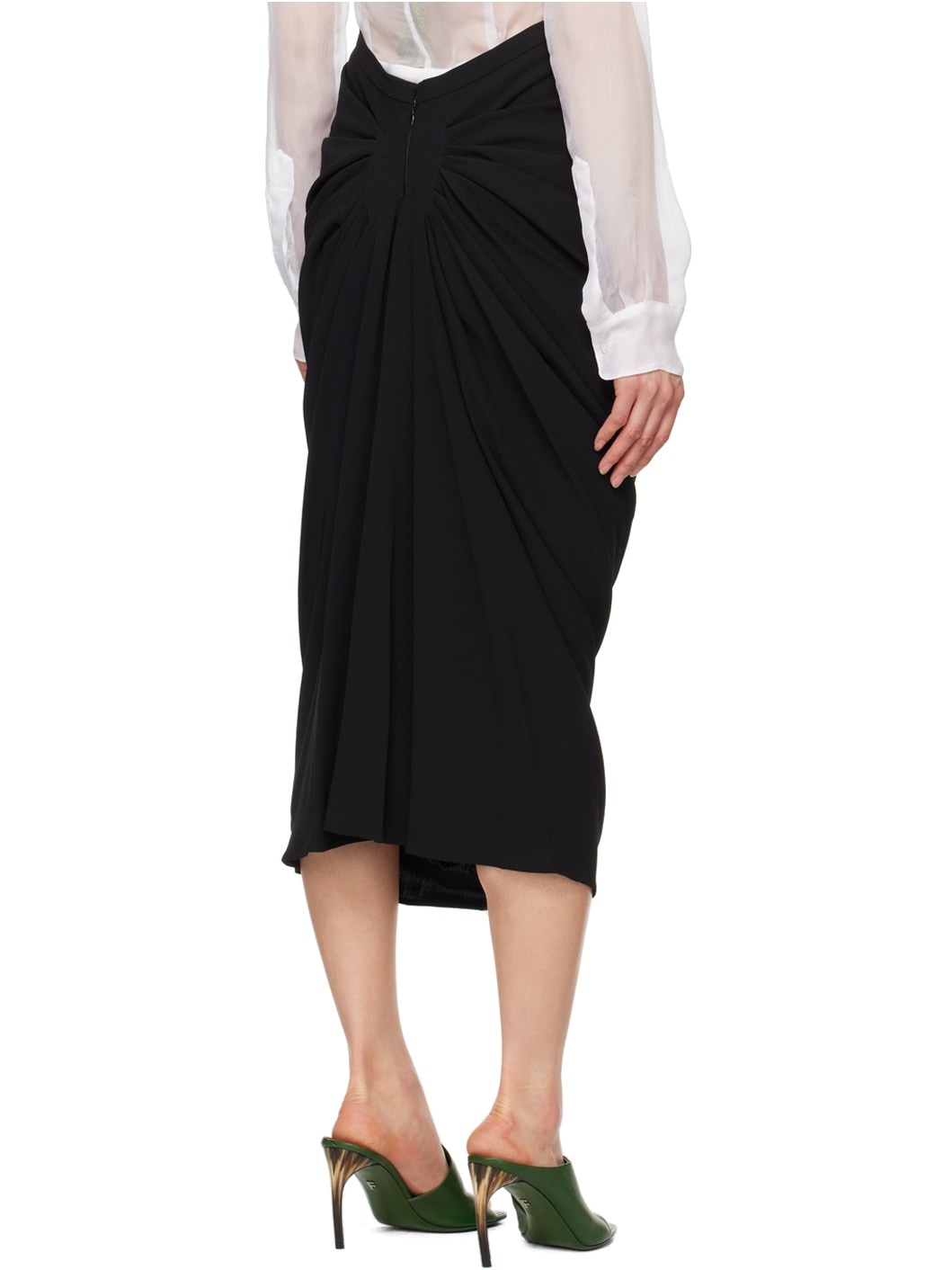 Black Pleated Midi Skirt - 3
