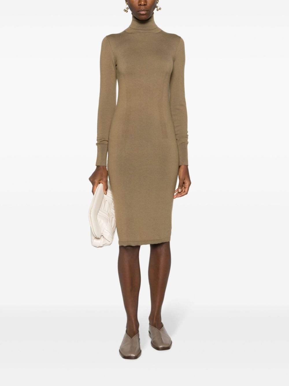 roll-neck knitted midi dress - 2