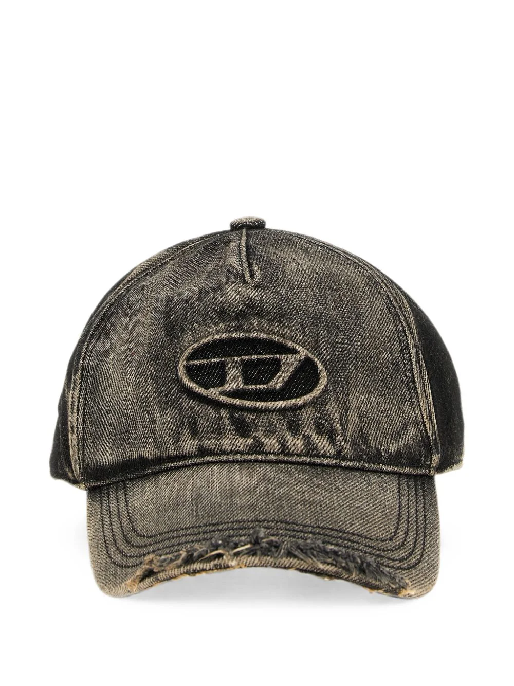 logo-detail destroyed denim baseball cap - 1