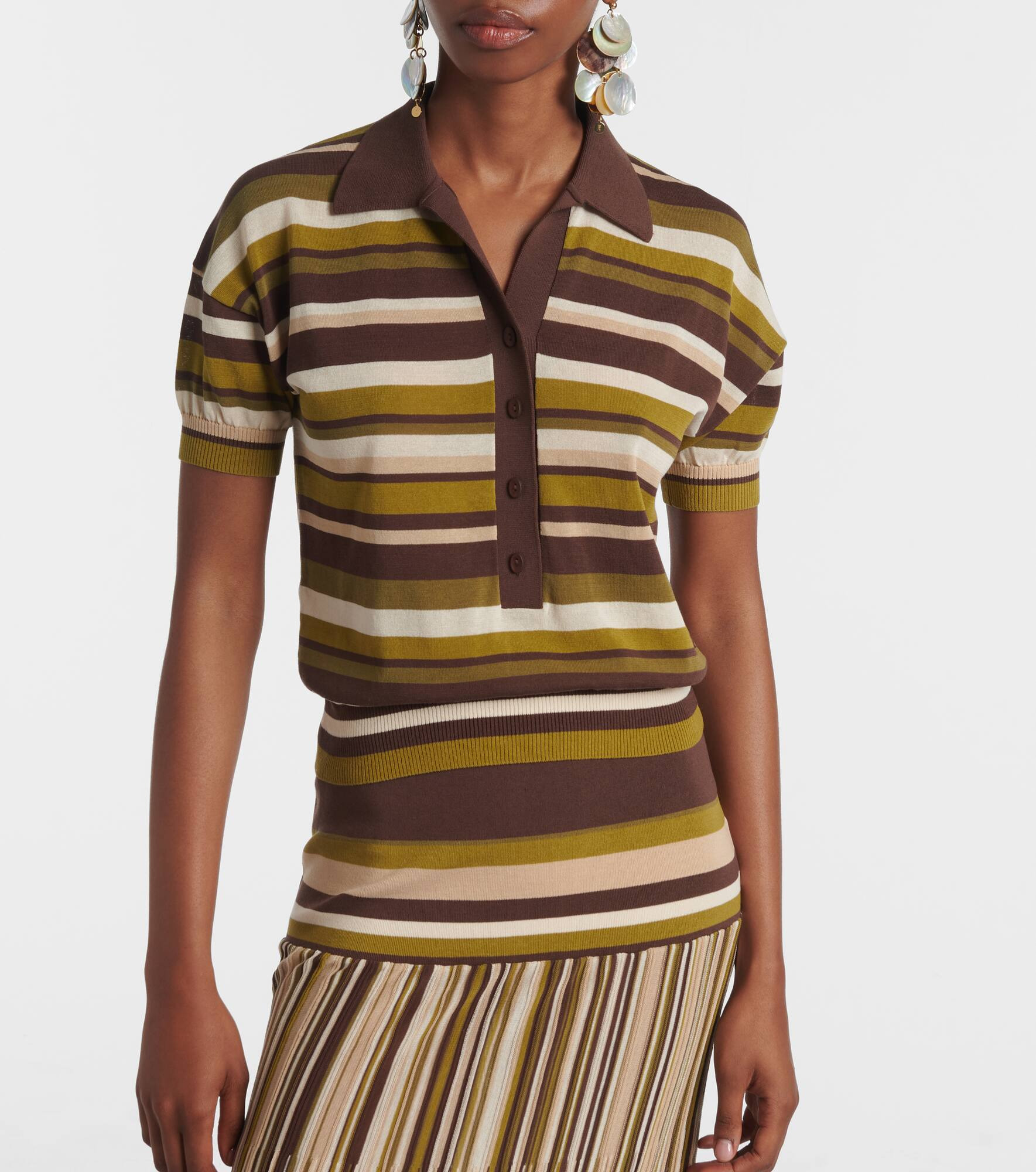Striped cotton-blend polo shirt - 5