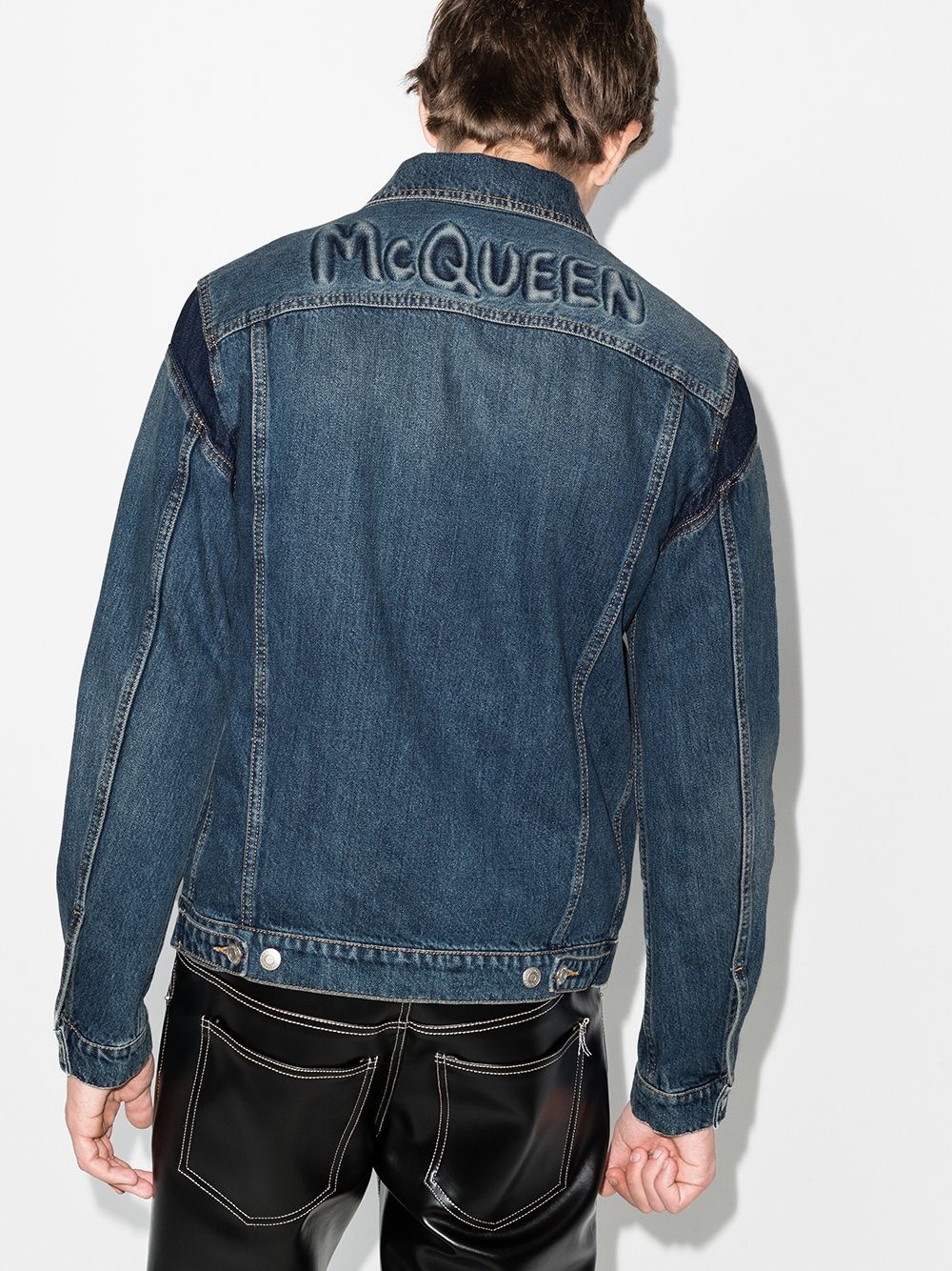 logo-embossed denim jacket - 3