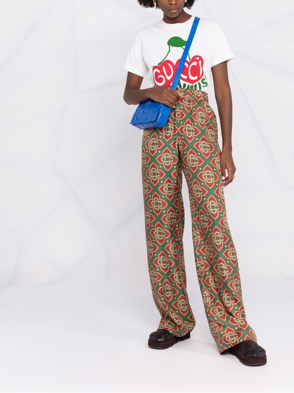 geometric-print high-waist trousers - 2