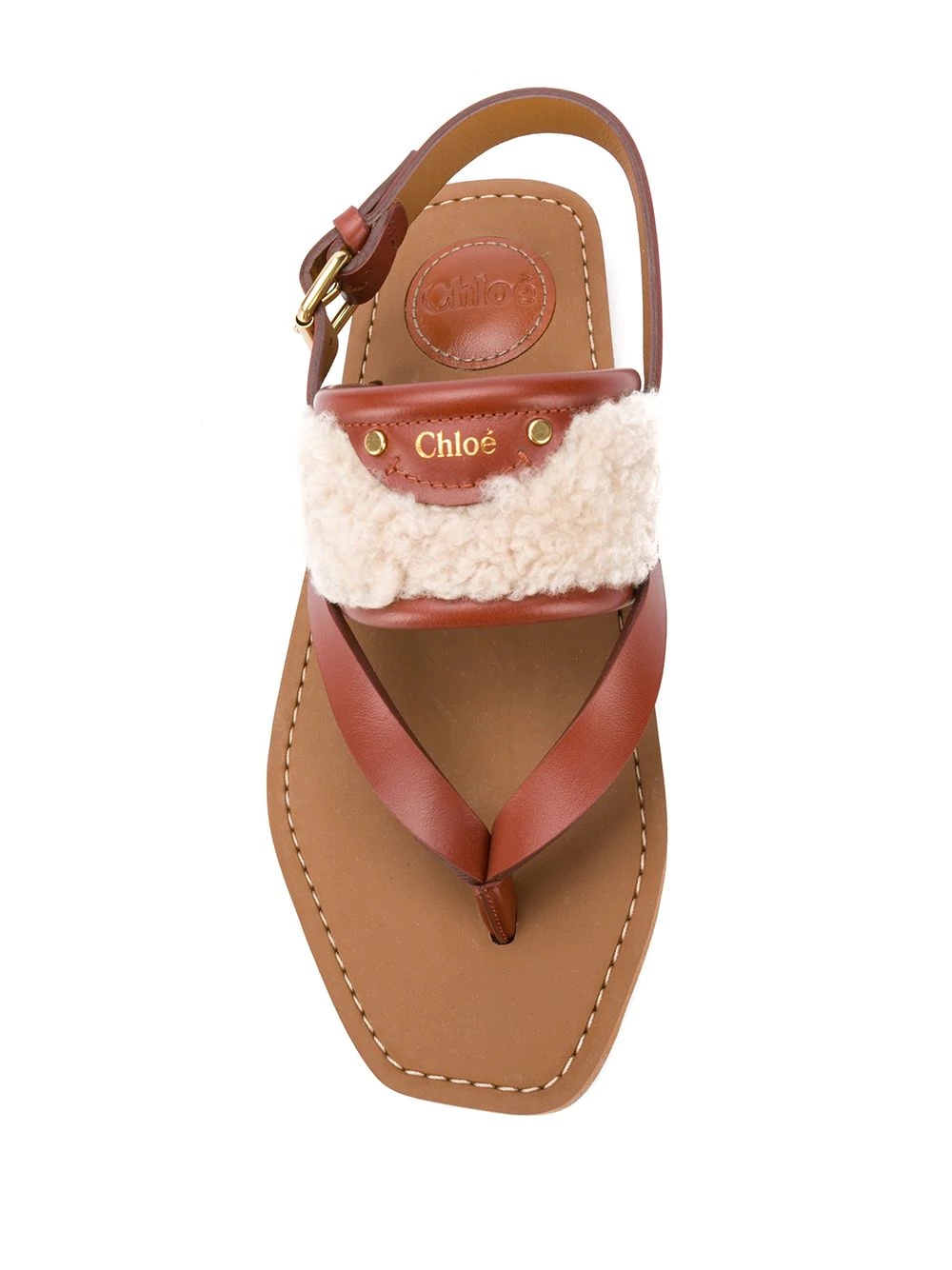 Woody flat faux-shearling sandals - 4