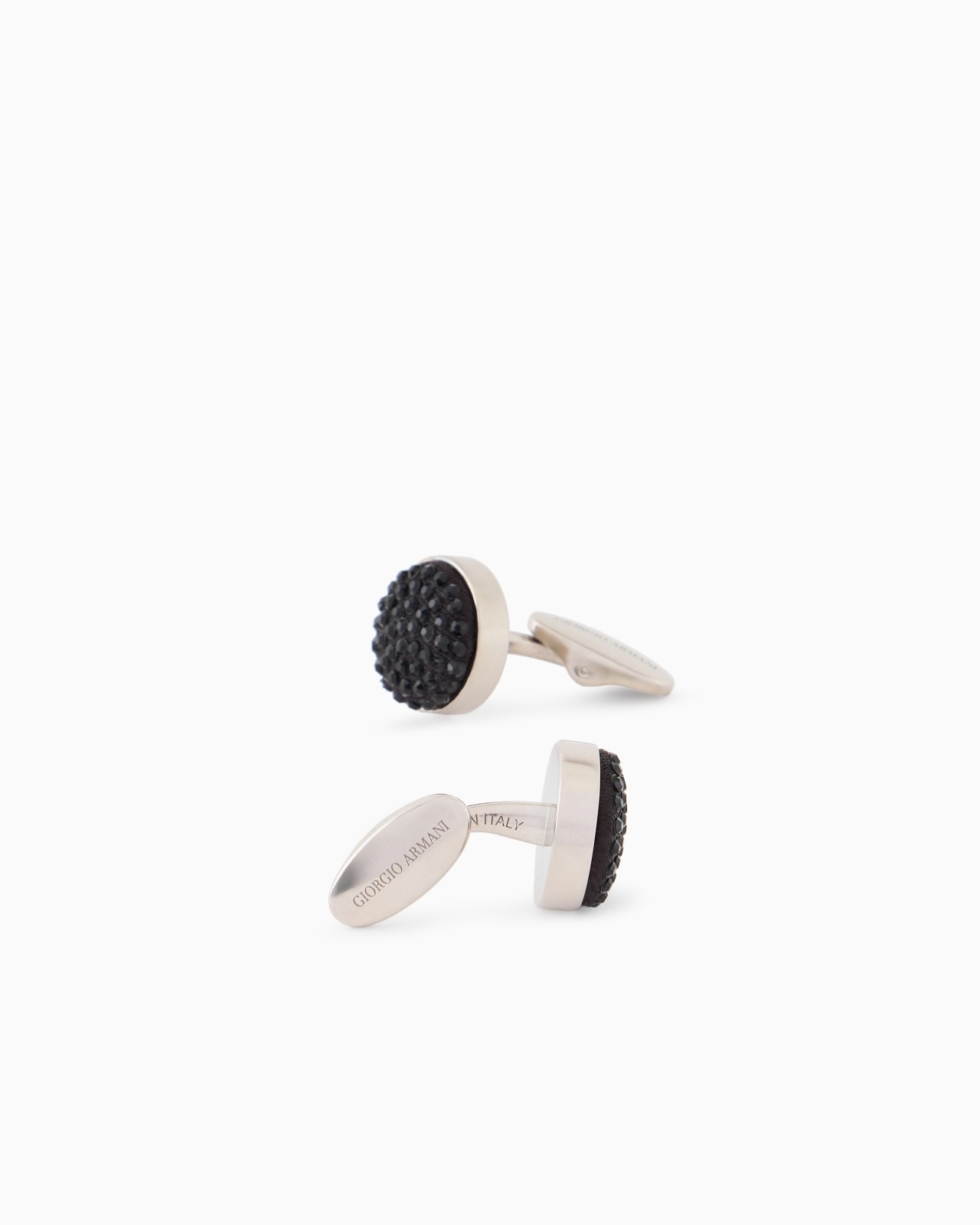 STERLING SILVER CUFFLINKS WITH SATIN AND CRYSTALS - 2