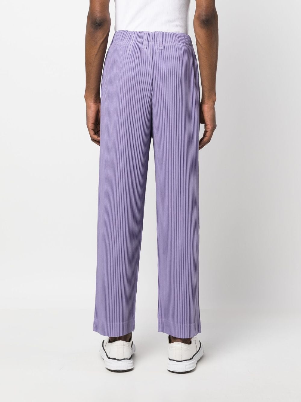 plissé-effect straight-leg trousers - 4