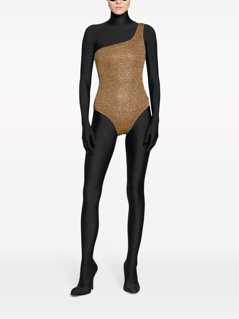 glitter-detailed one shoulder swimsuit - 3