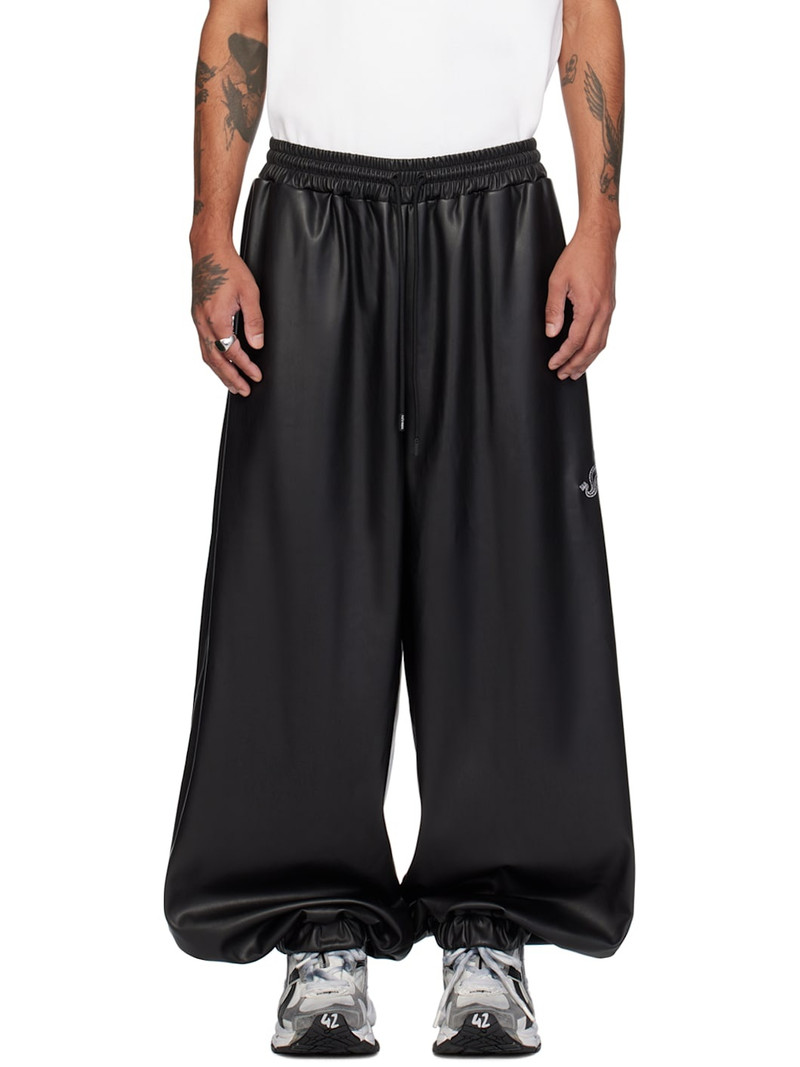 Black Baggy Bontan Faux-Leather Trousers 1