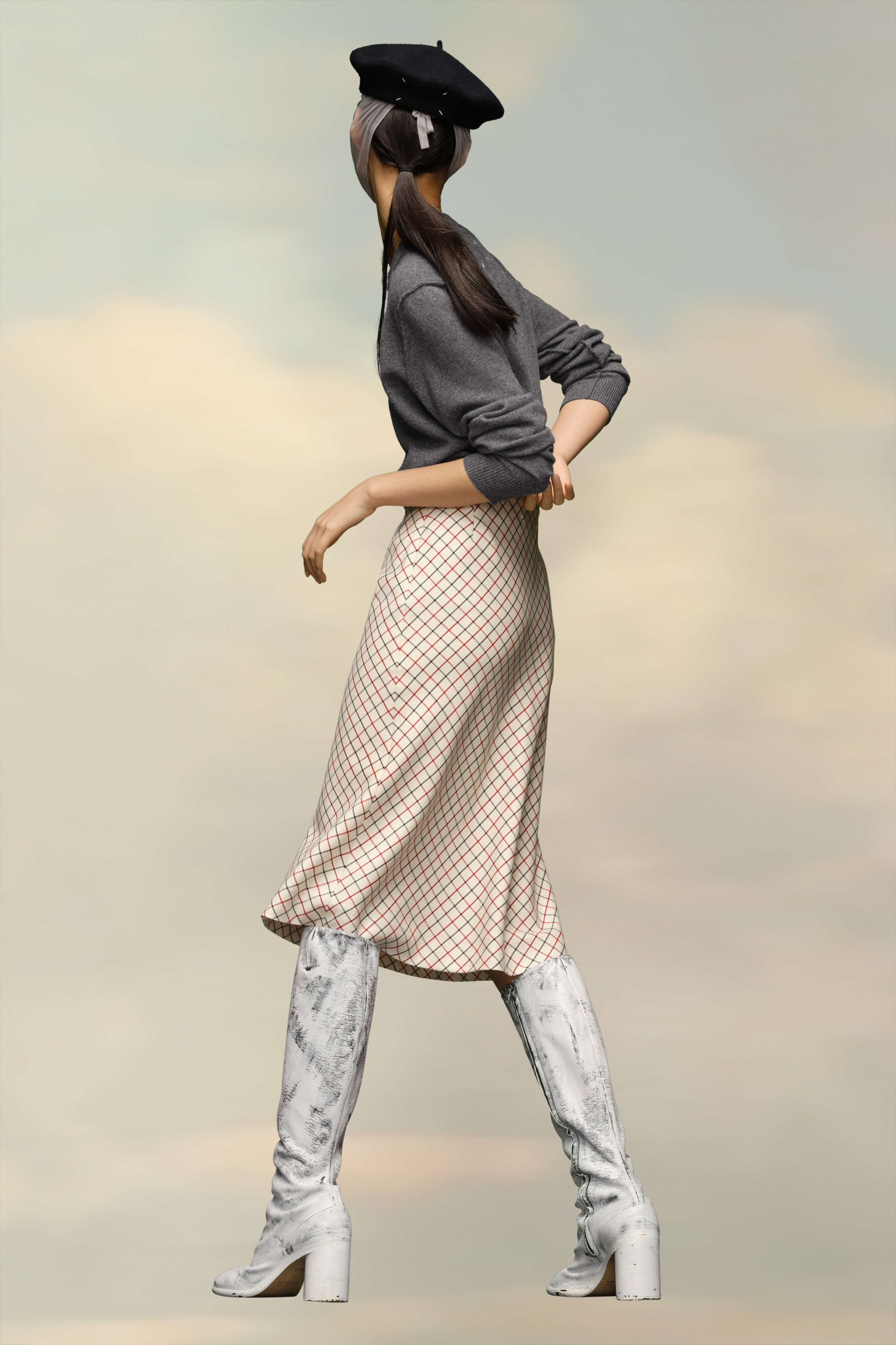 Wool Silk A-Line Skirt - 4