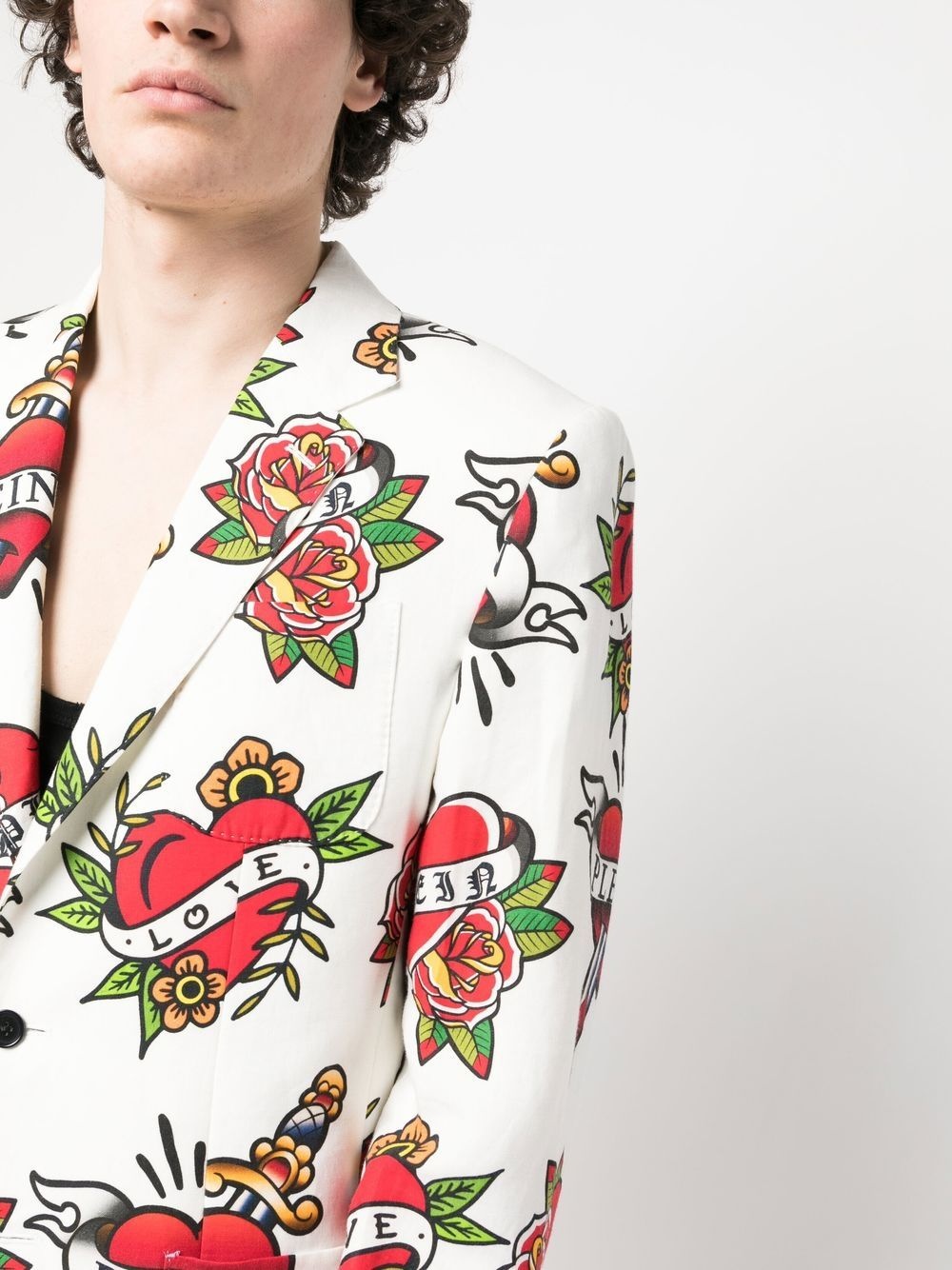 logo-print blazer - 5