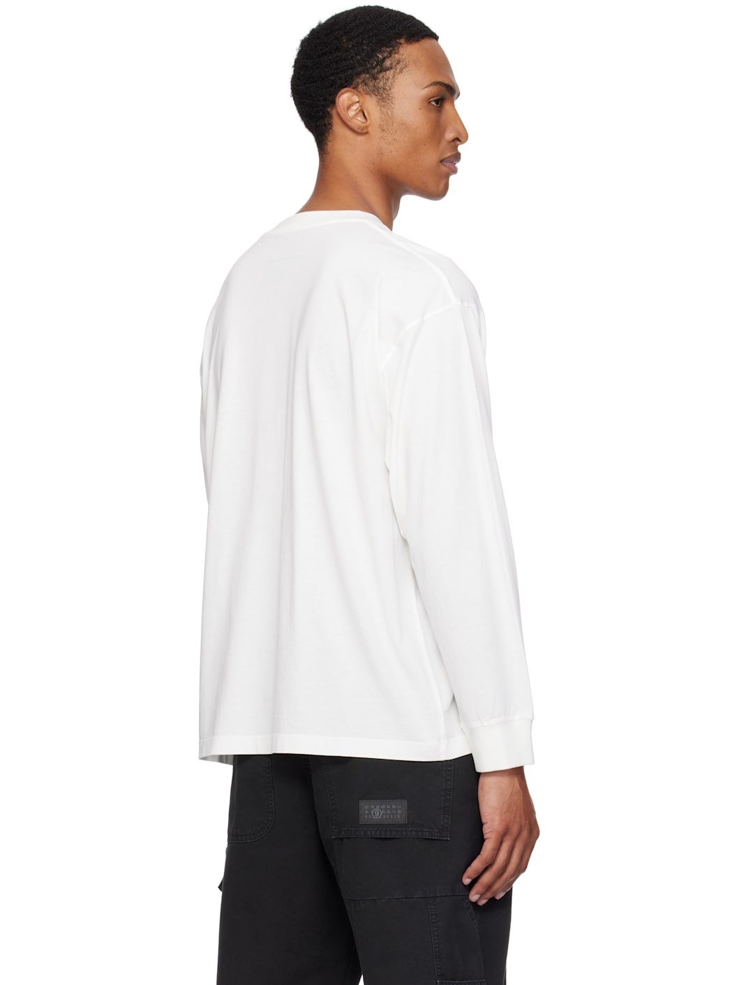 White Long-Sleeved Numeric Signature T-shirt - 3