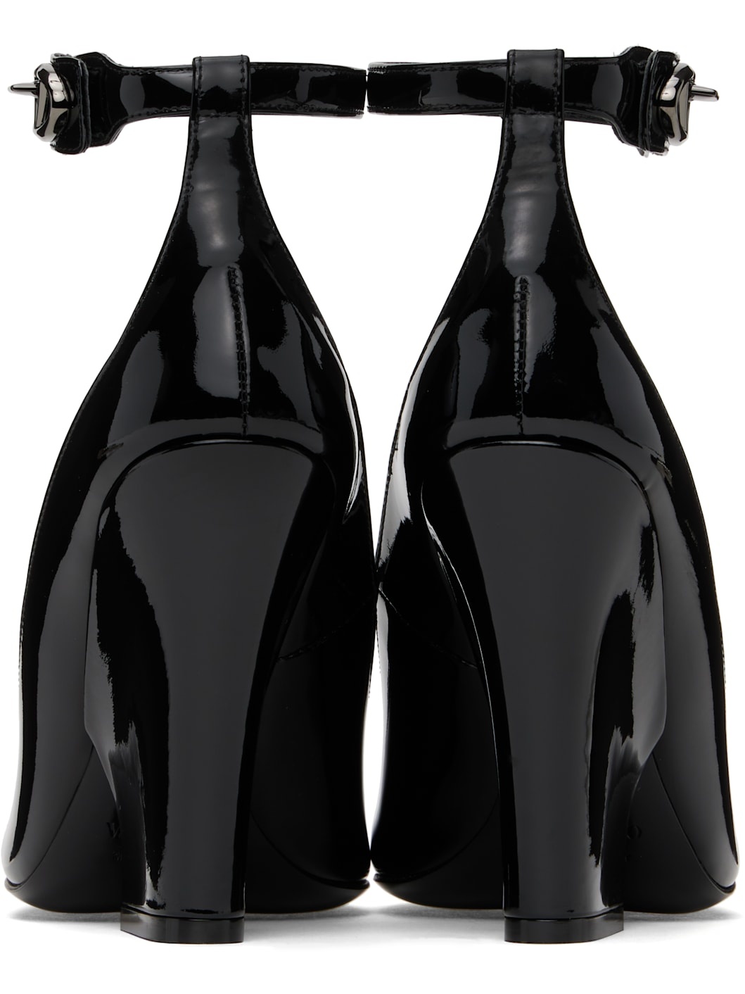 Black Ankle Strap Patent Leather Heels - 2