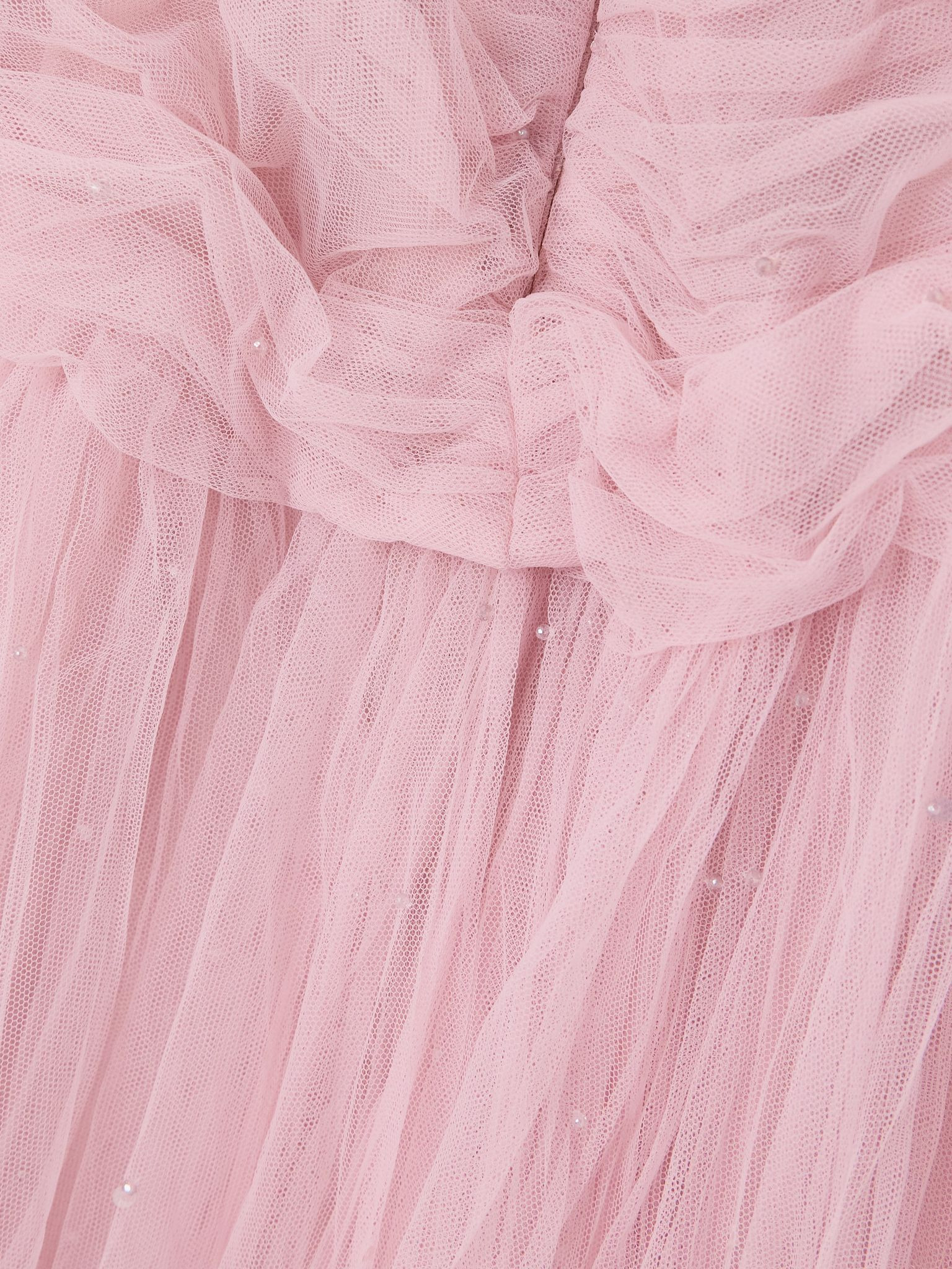 Strapless bead-embellished plissé-tulle gown Pink - 4