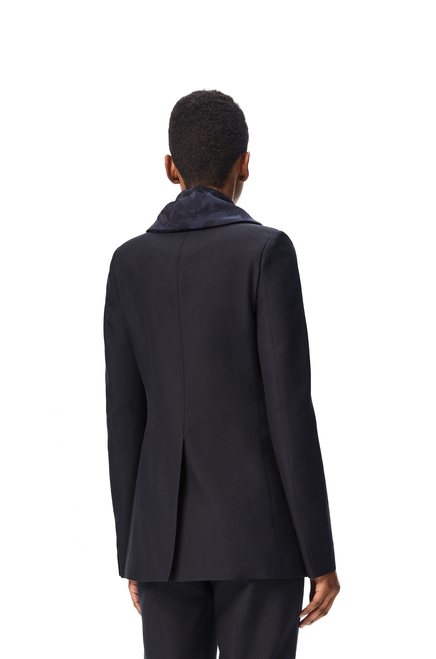 Jacquard shawl collar jacket in wool and viscose - 4