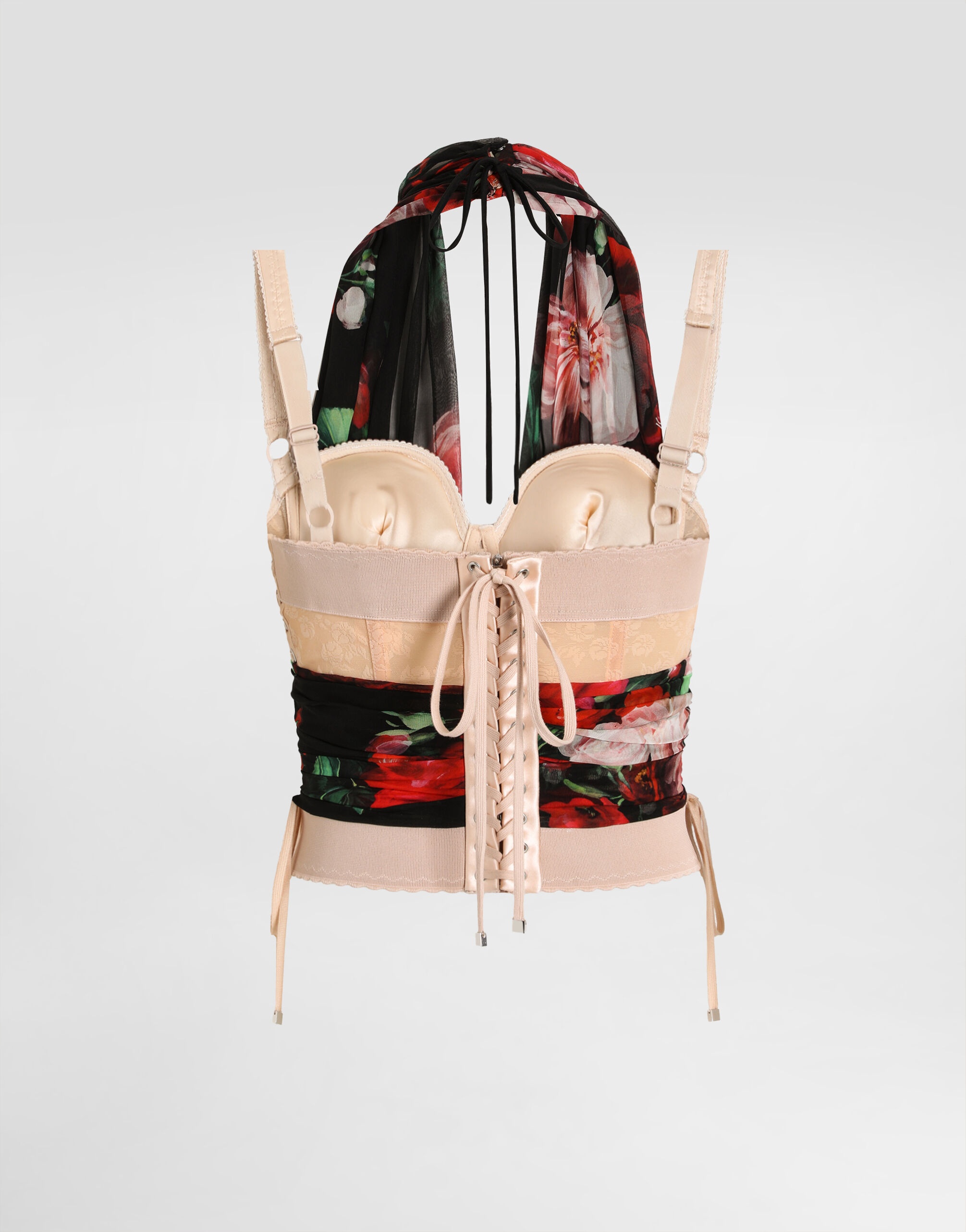 Marquisette and chiffon corset top with floral print - 5
