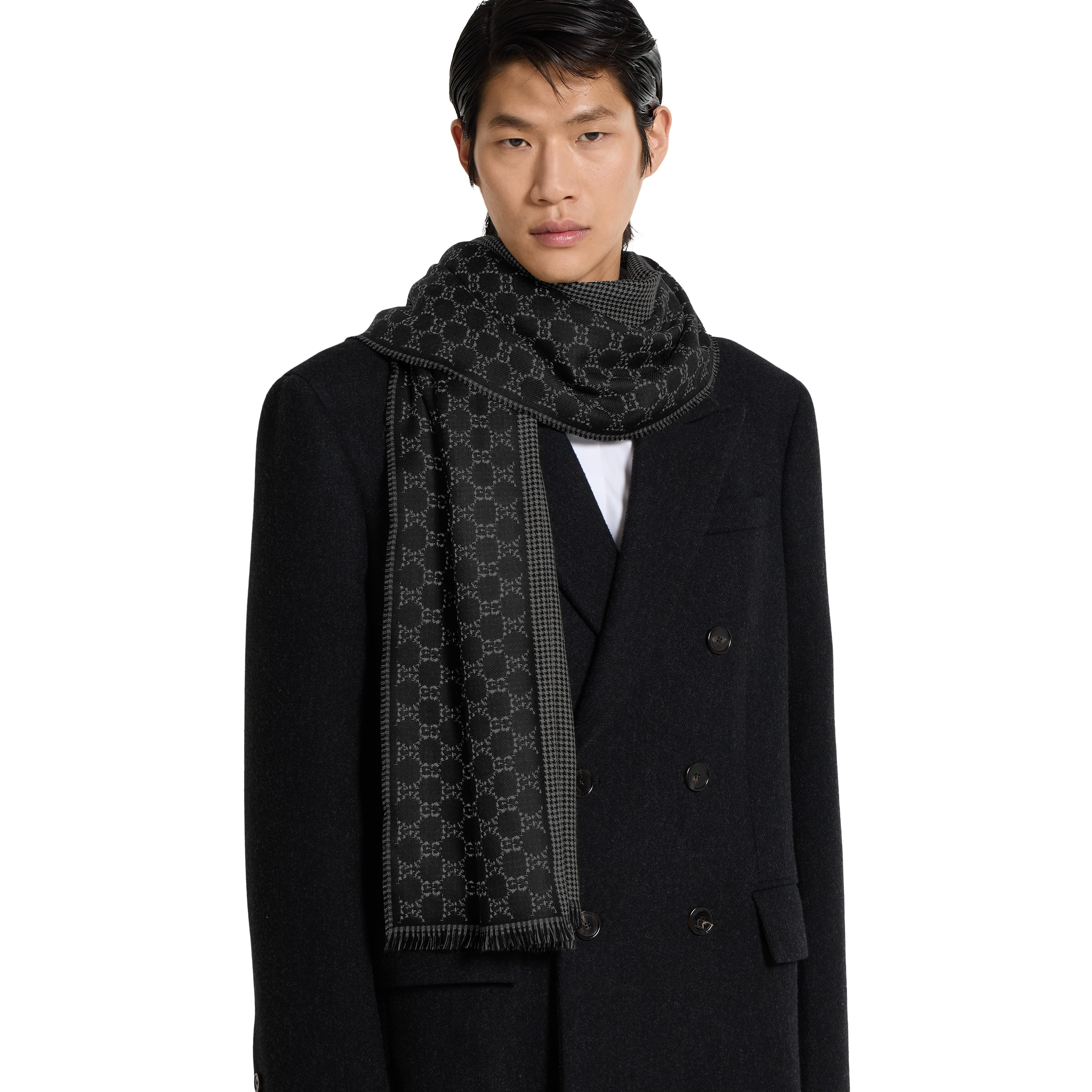 GG wool and silk jacquard stole - 3