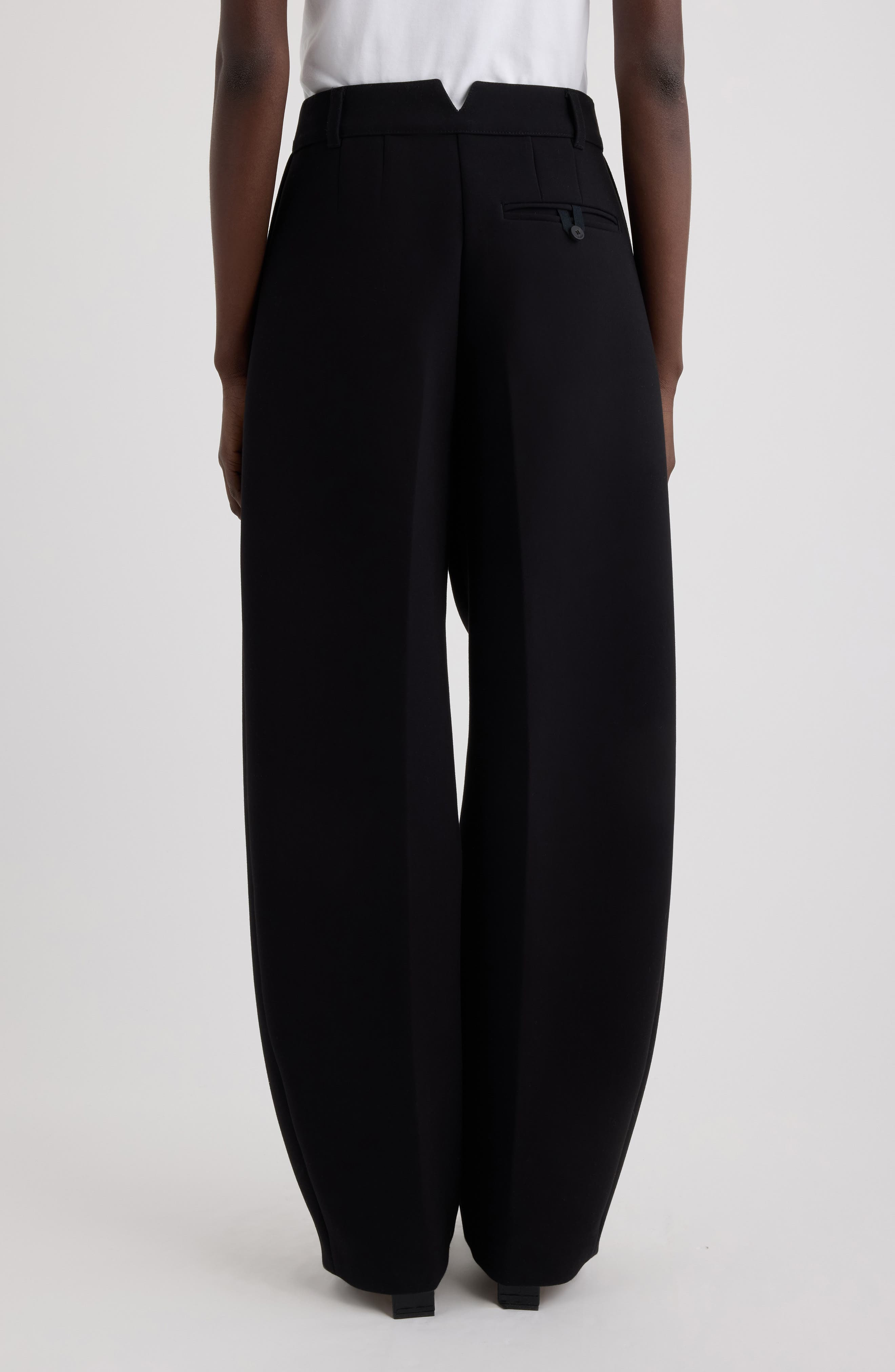 Jacquemus Le Pantalon Ovalo Pleated Wide Leg Pants in Black at Nordstrom - 3