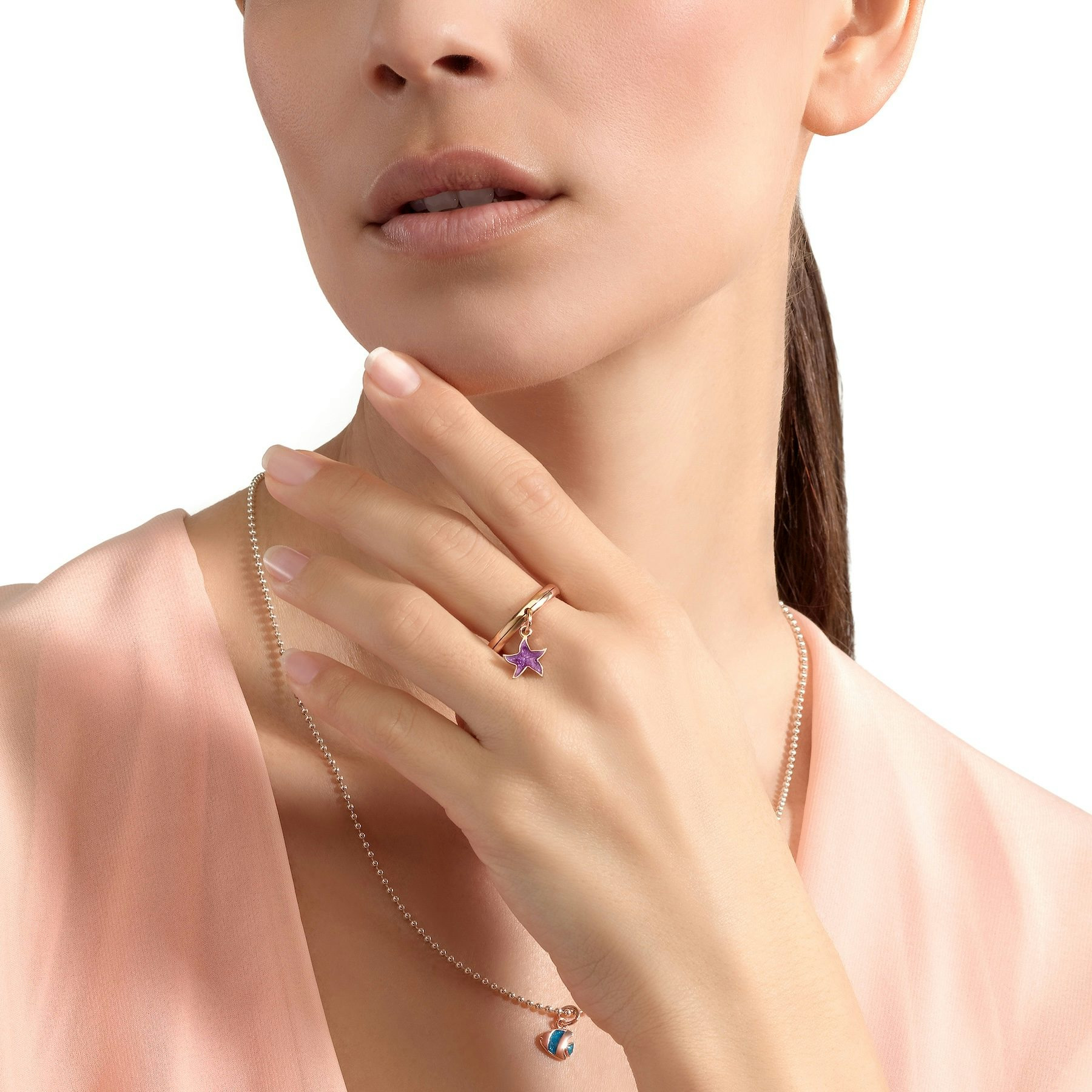 ROSE GOLD & ENAMEL STAR CHARM - 4