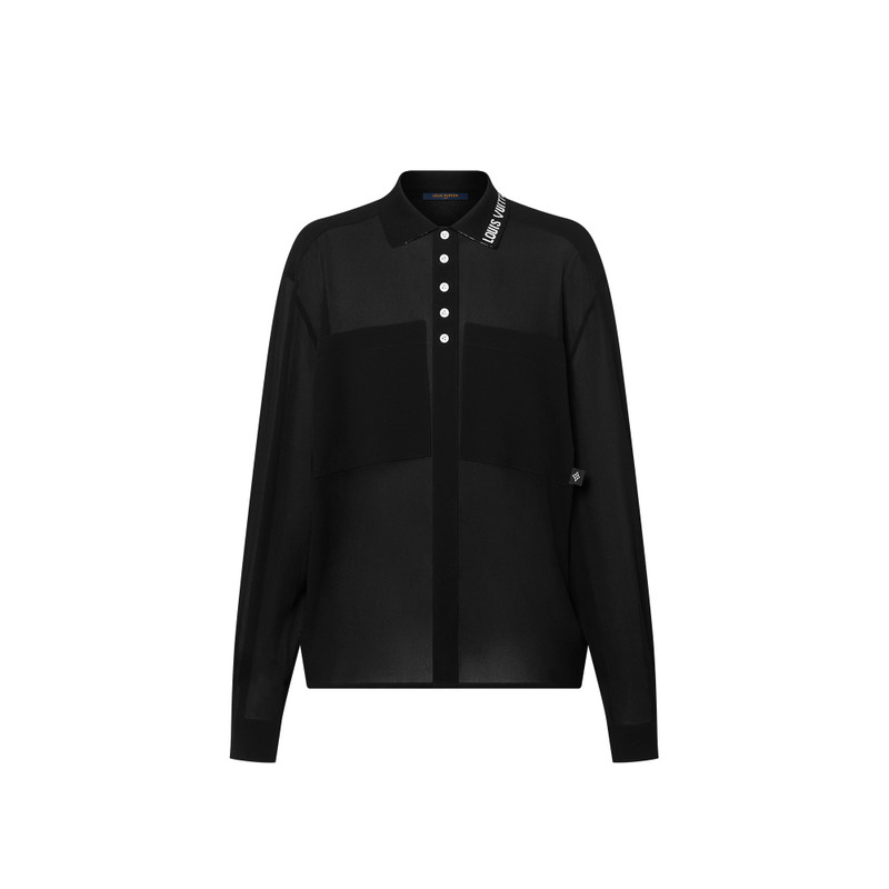 Ribbed Collar Blouse 1