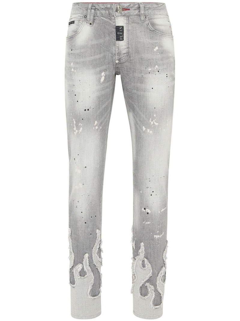 flame-appliqué straight-leg jeans 1
