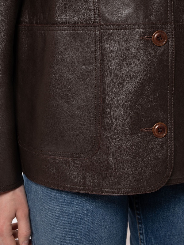 Saga Leather Blazer Dark Brown - 5