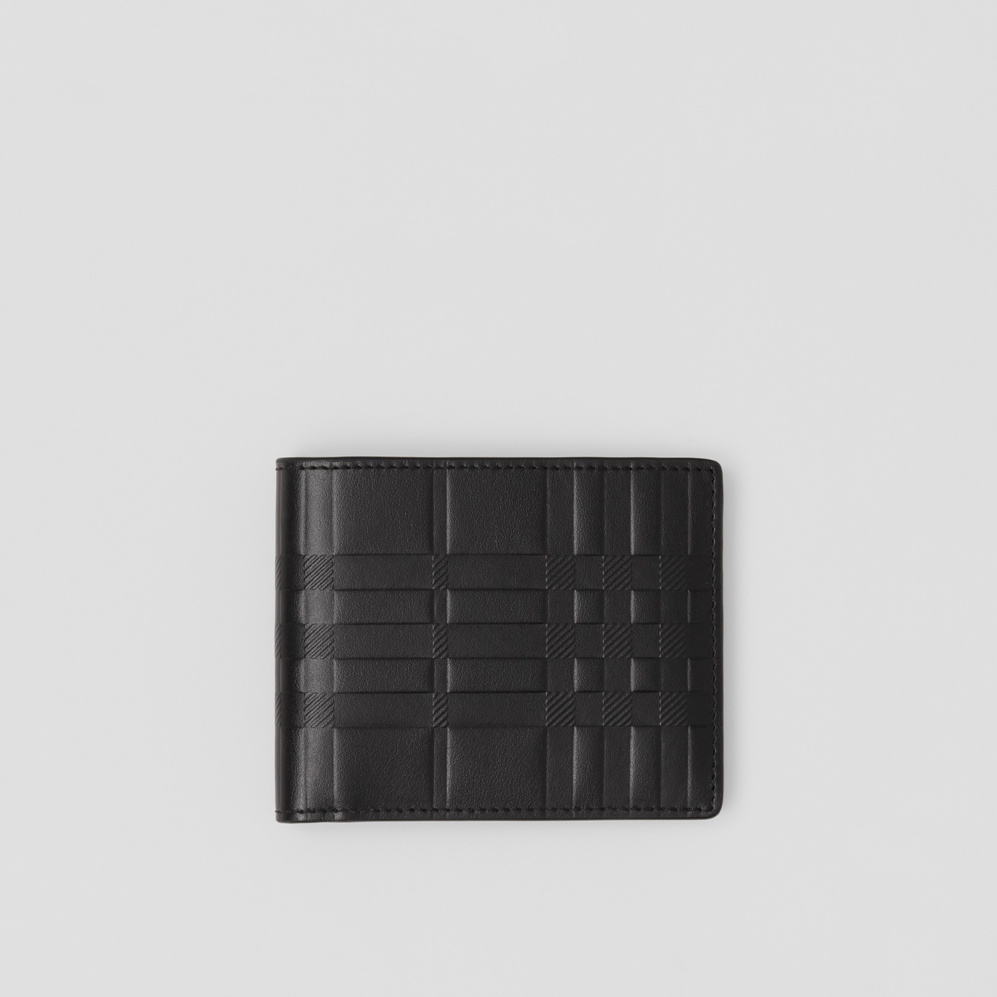 Embossed Check Leather Slim Bifold Wallet - 1